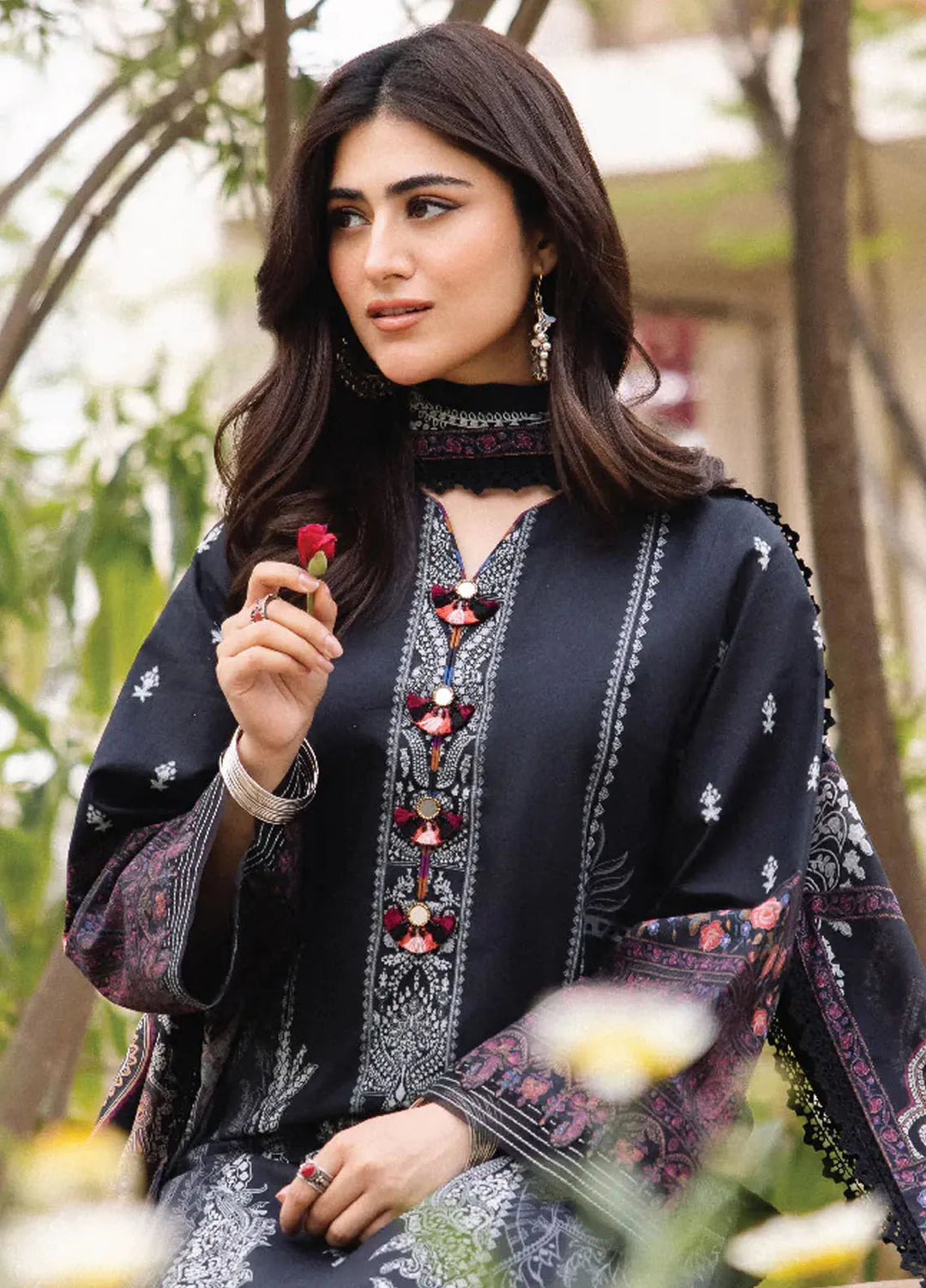 Asim Jofa Printed Lawn Suit Unstitched 3 Piece AJ24P2 AJBU-09 - Summer Collection