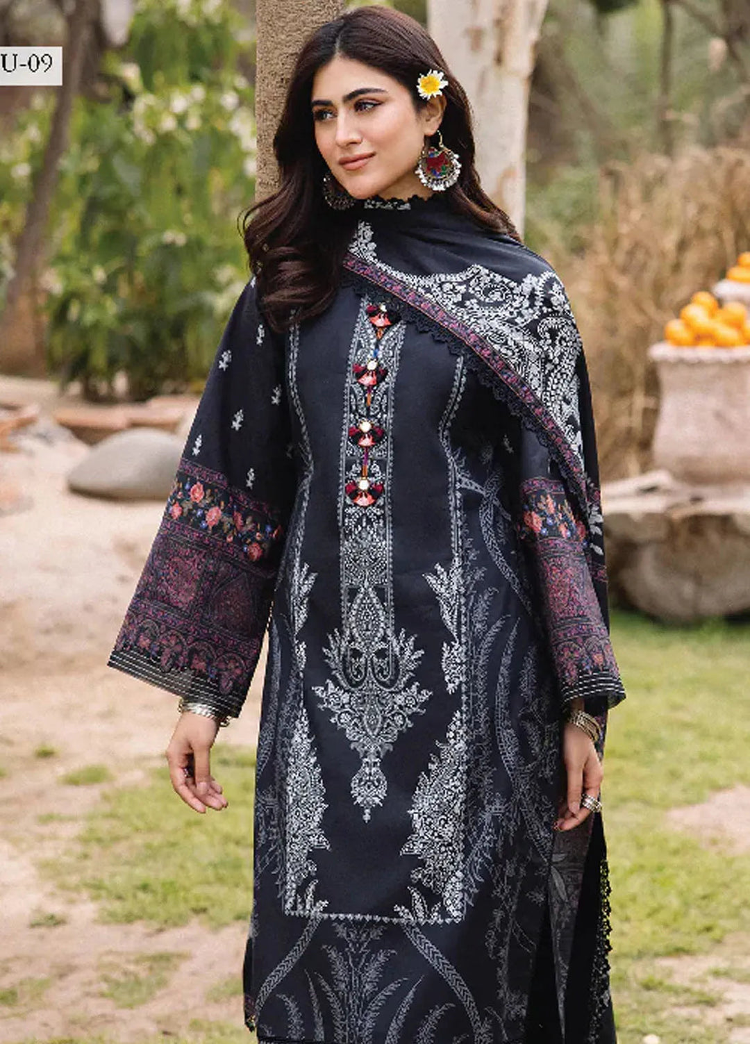 Asim Jofa Printed Lawn Suit Unstitched 3 Piece AJ24P2 AJBU-09 - Summer Collection