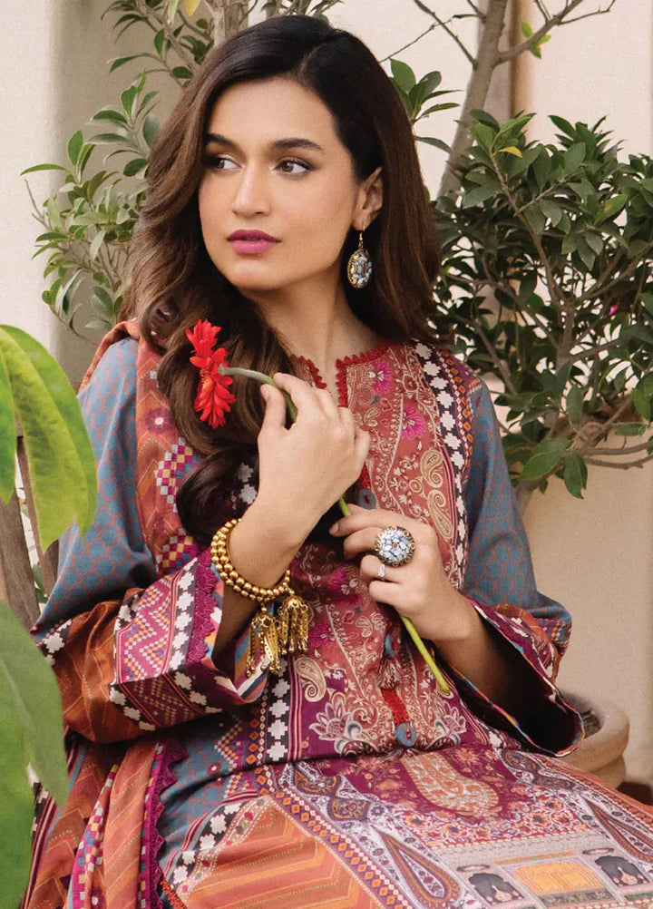 Asim Jofa Printed Lawn Suit Unstitched 3 Piece AJ24P2 AJBU-10 - Summer Collection