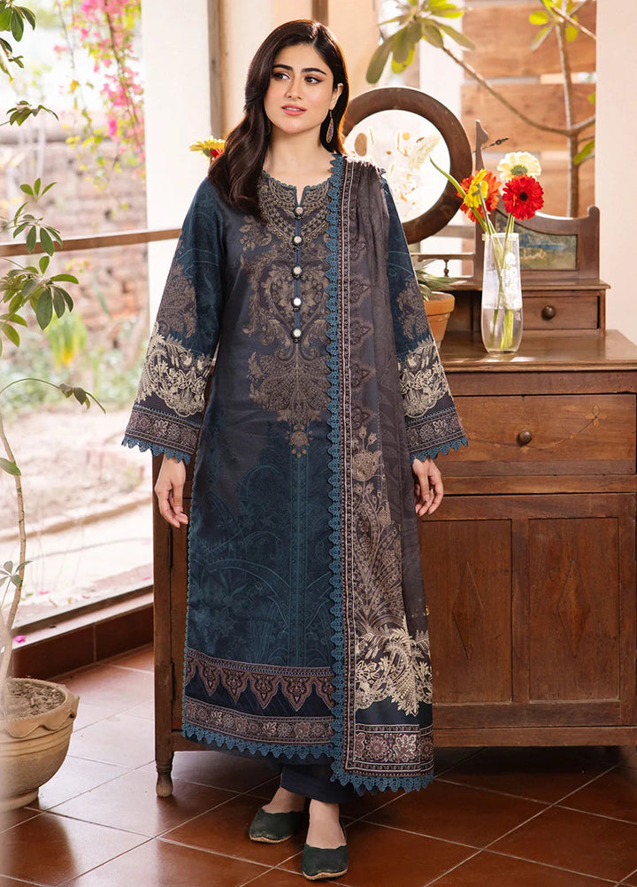 Asim Jofa Printed Lawn Suit Unstitched 3 Piece AJ24P2 AJBU-11 - Summer Collection
