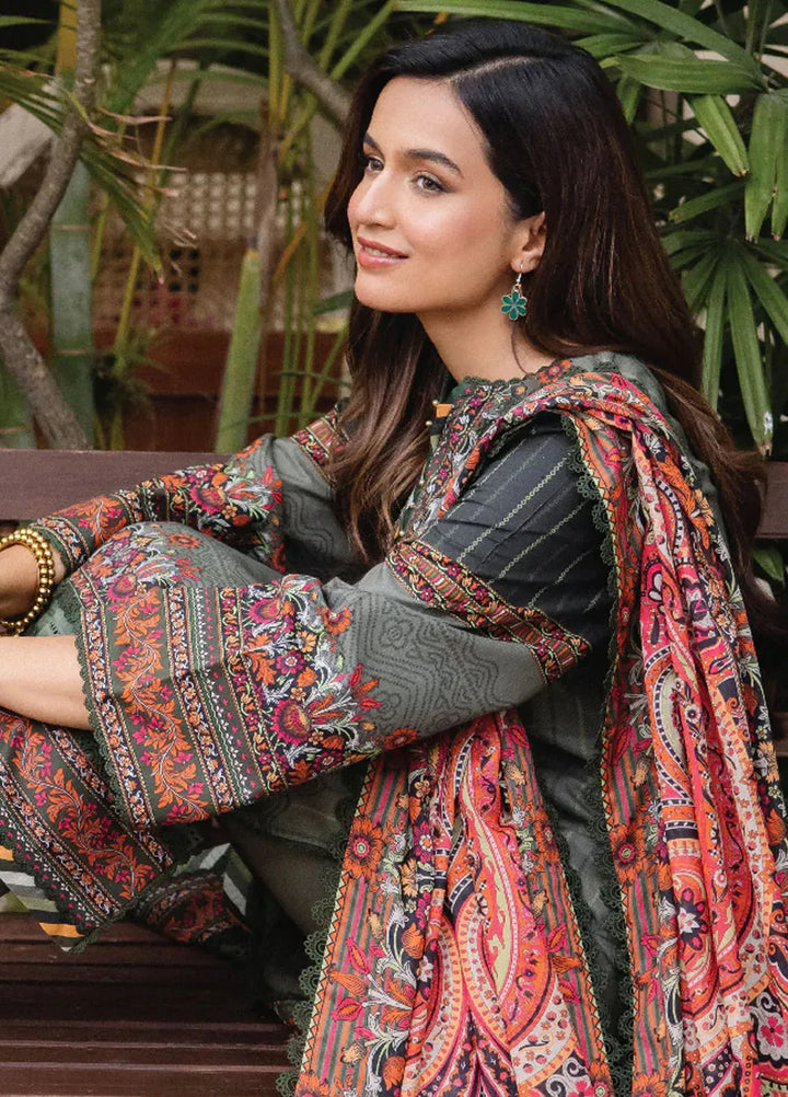 Asim Jofa Printed Lawn Suit Unstitched 3 Piece AJ24P2 AJBU-12 - Summer Collection