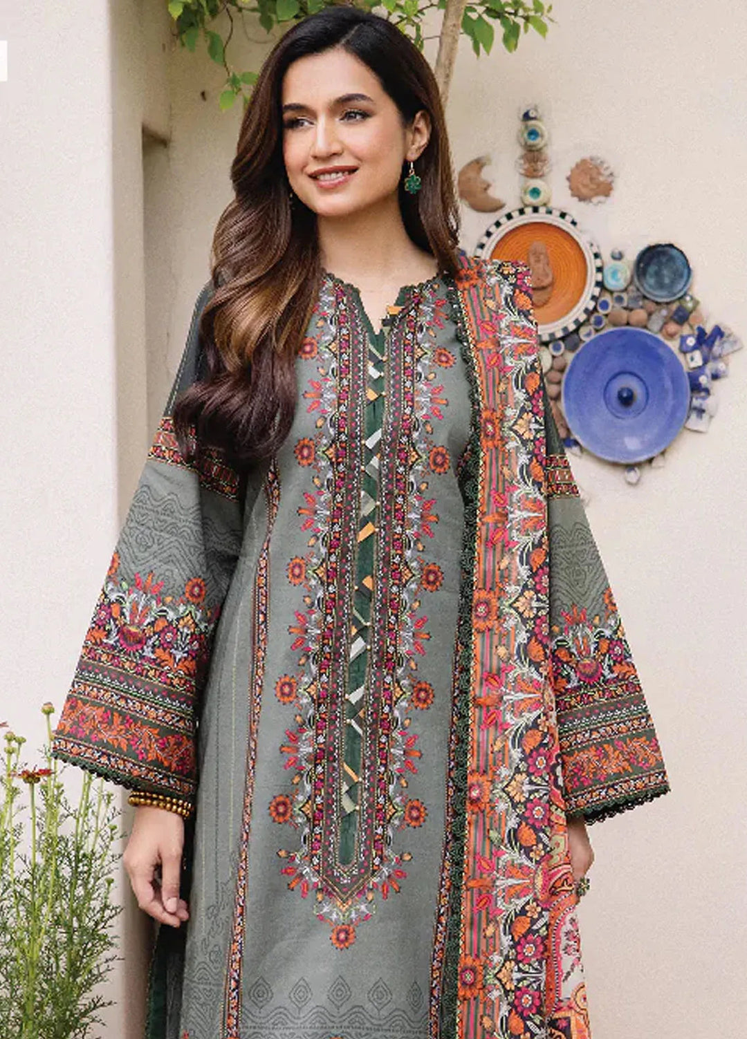 Asim Jofa Printed Lawn Suit Unstitched 3 Piece AJ24P2 AJBU-12 - Summer Collection