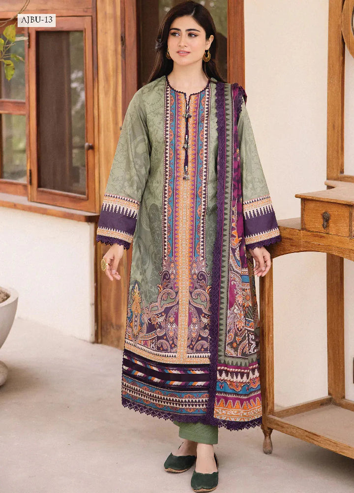 Asim Jofa Printed Lawn Suit Unstitched 3 Piece AJ24P2 AJBU-13 - Summer Collection