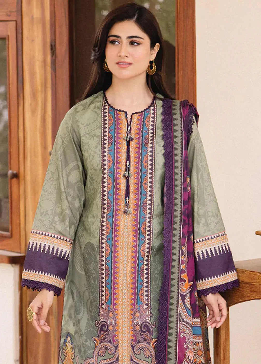 Asim Jofa Printed Lawn Suit Unstitched 3 Piece AJ24P2 AJBU-13 - Summer Collection