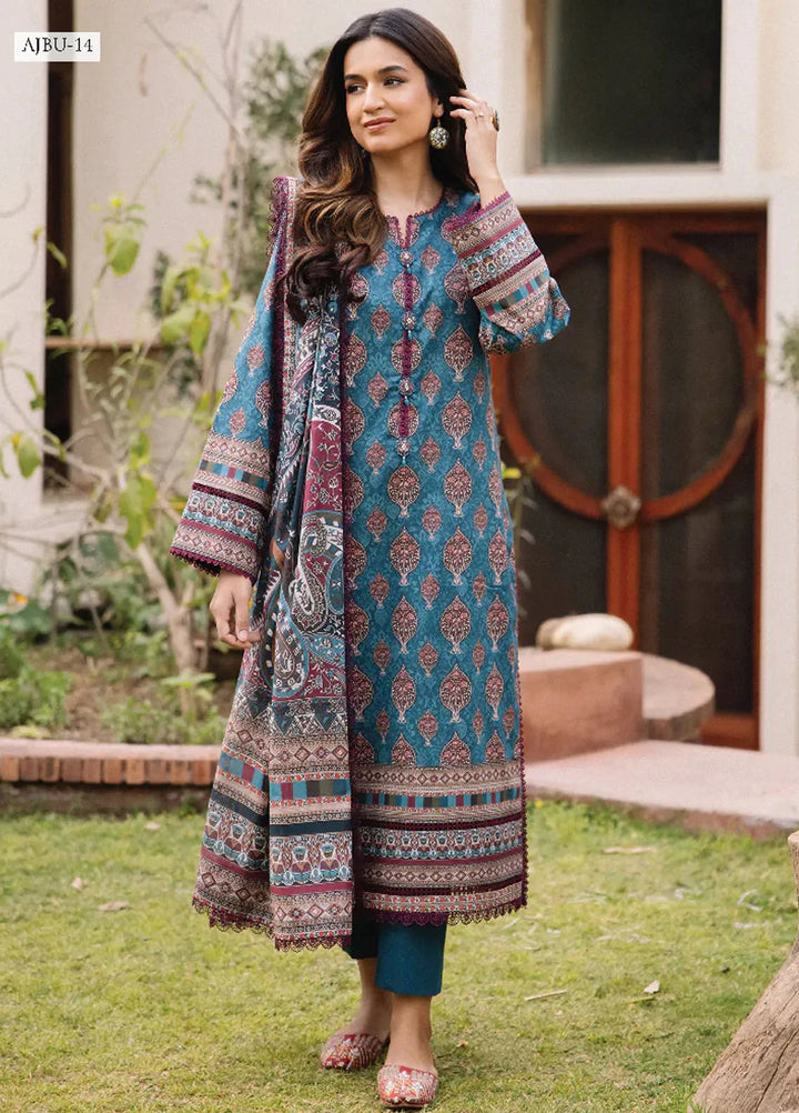Asim Jofa Printed Lawn Suit Unstitched 3 Piece AJ24P2 AJBU-14 - Summer Collection