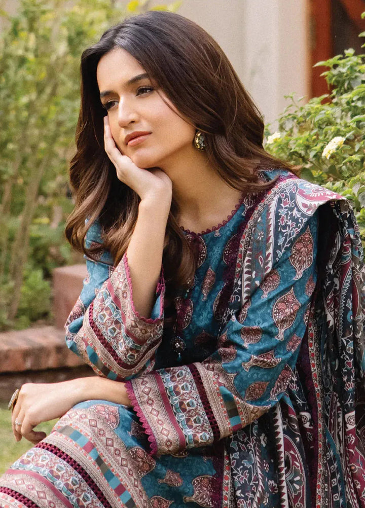 Asim Jofa Printed Lawn Suit Unstitched 3 Piece AJ24P2 AJBU-14 - Summer Collection