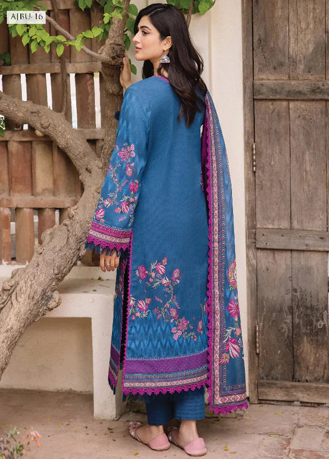 Asim Jofa Printed Lawn Suit Unstitched 3 Piece AJ24P2 AJBU-16 - Summer Collection