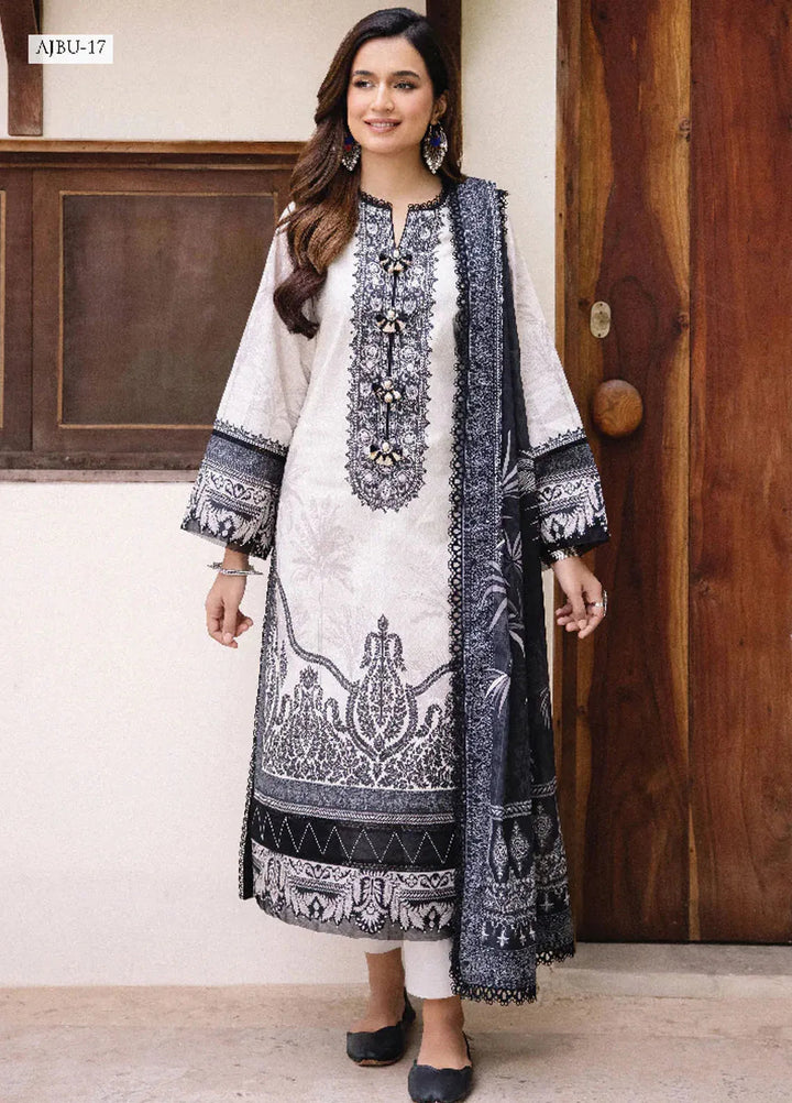 Asim Jofa Printed Lawn Suit Unstitched 3 Piece AJ24P2 AJBU-17 - Summer Collection