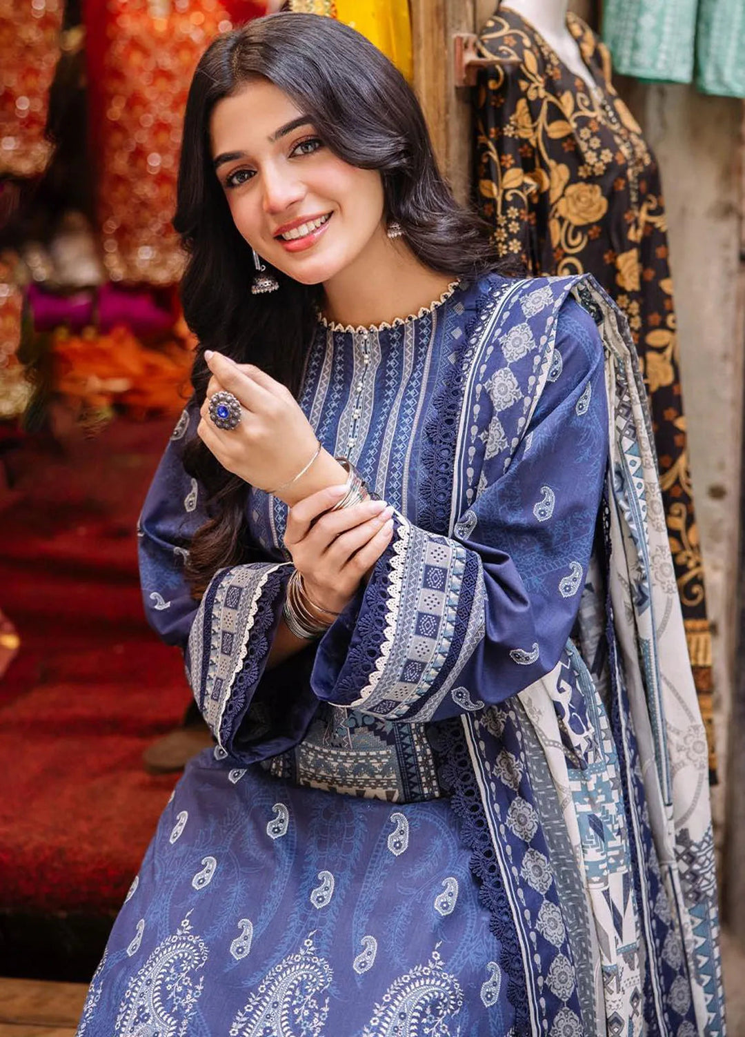 Asim Jofa Printed Lawn Suit Unstitched 3 Piece AJ24P3 AJBB-04 - Summer Collection