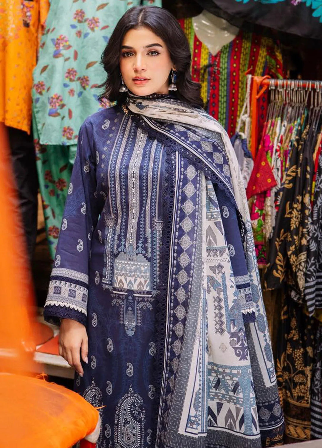 Asim Jofa Printed Lawn Suit Unstitched 3 Piece AJ24P3 AJBB-04 - Summer Collection