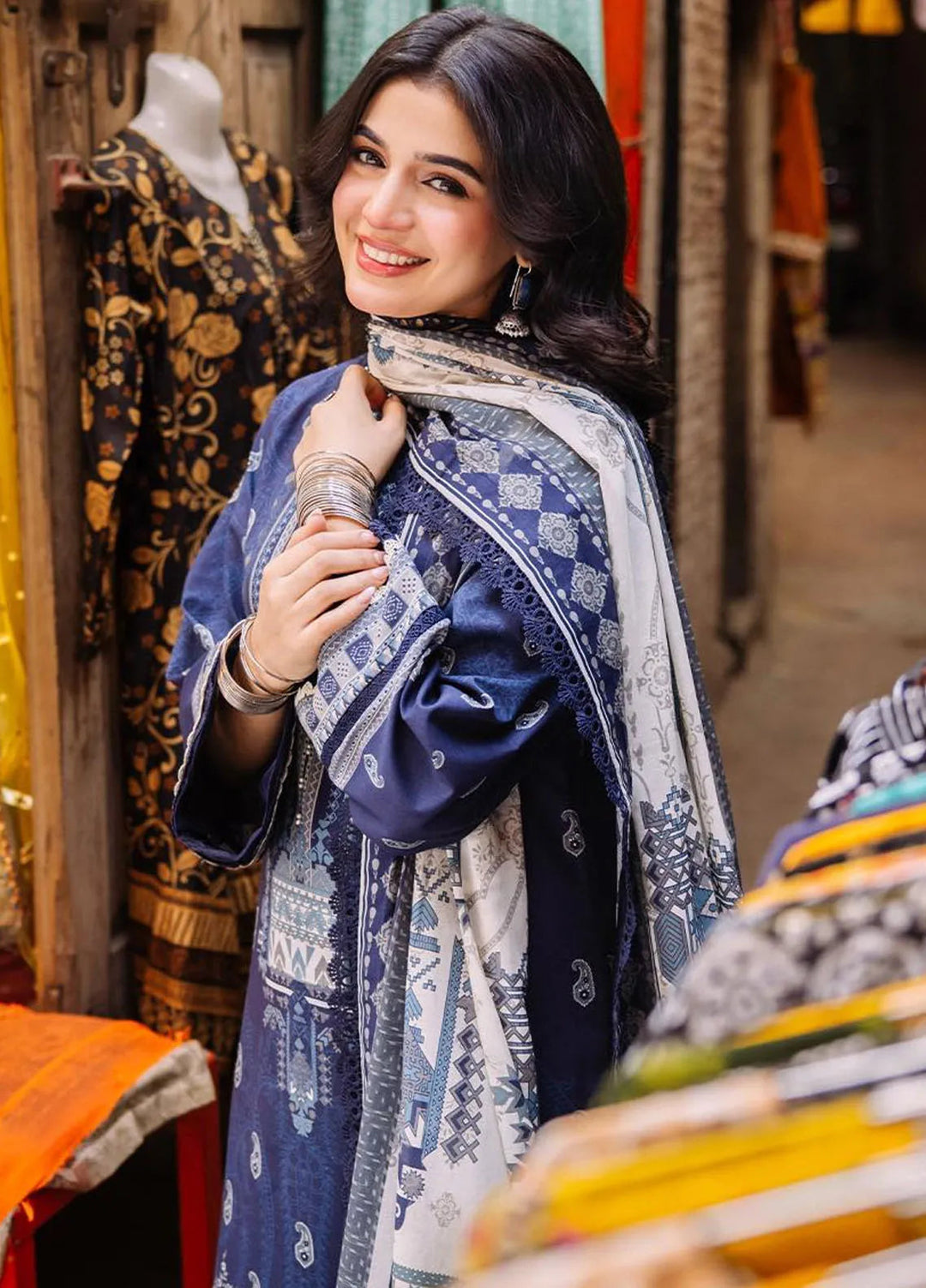 Asim Jofa Printed Lawn Suit Unstitched 3 Piece AJ24P3 AJBB-04 - Summer Collection