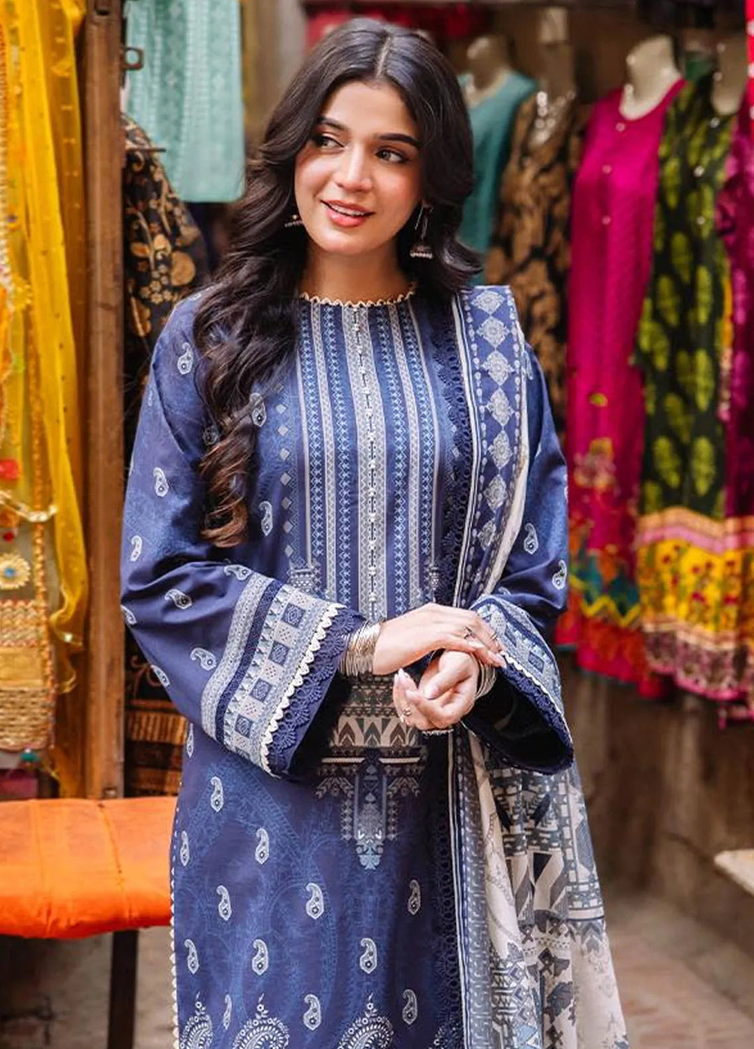 Asim Jofa Printed Lawn Suit Unstitched 3 Piece AJ24P3 AJBB-04 - Summer Collection