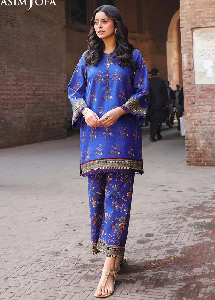 Asim Jofa Printed Lawn Suits Unstitched 2 Piece AJ25EE AJUBF-58 - Summer Collection
