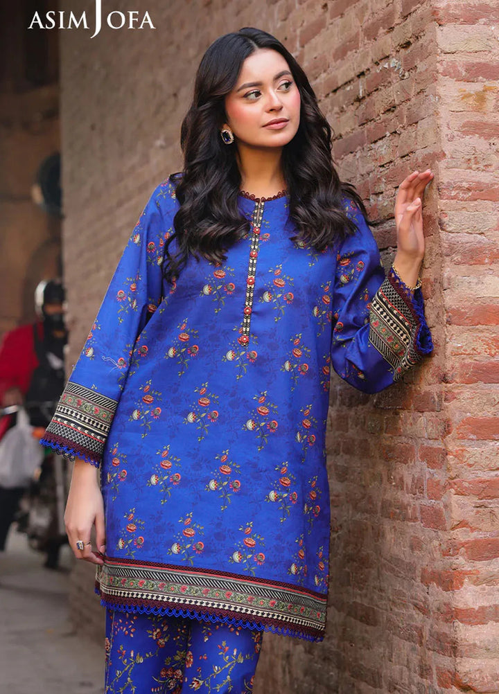 Asim Jofa Printed Lawn Suits Unstitched 2 Piece AJ25EE AJUBF-58 - Summer Collection
