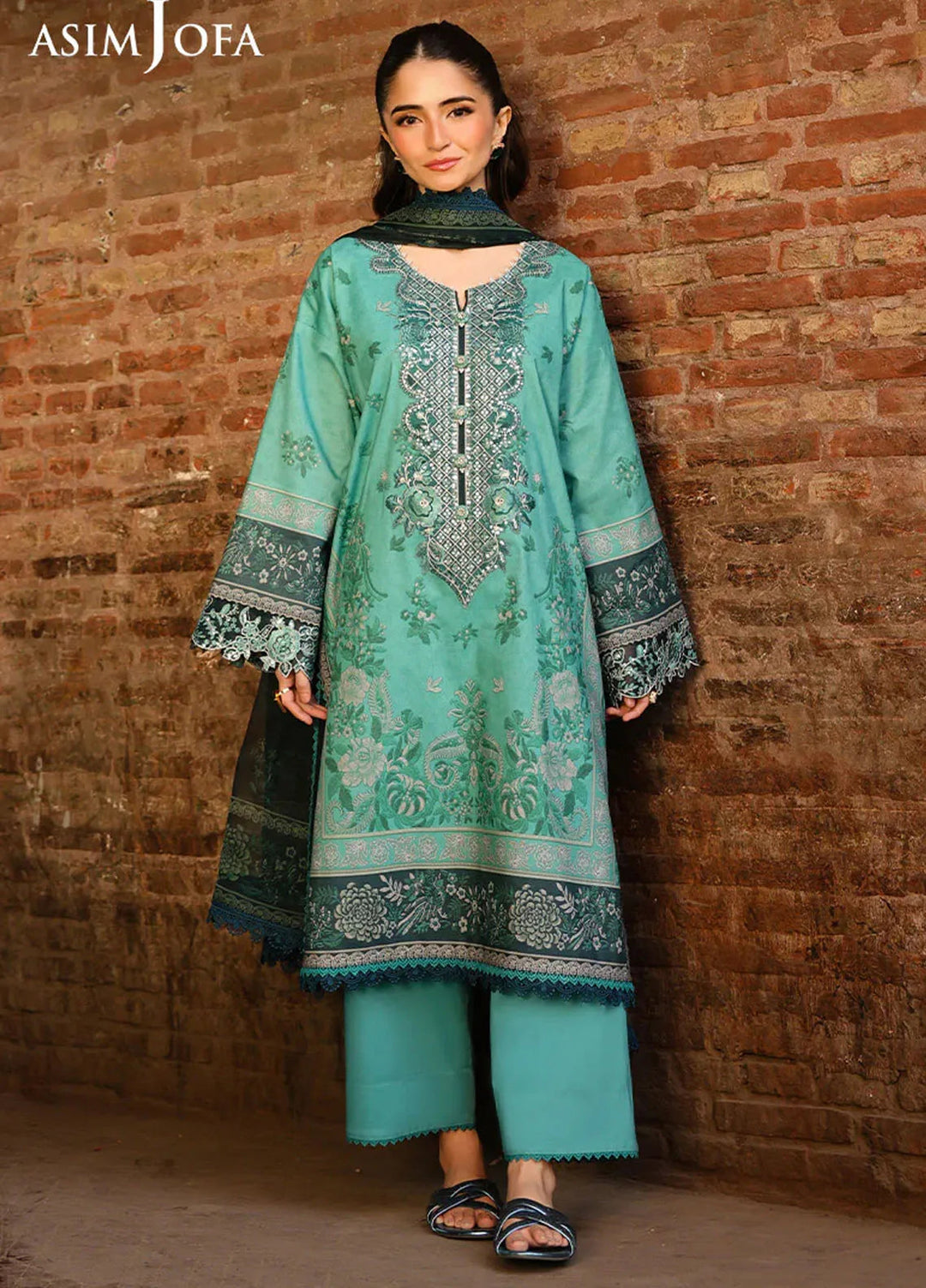 Asim Jofa Embroidered Lawn Suits Unstitched 2 Piece AJ25ES AJUBF-23 - Summer Collection
