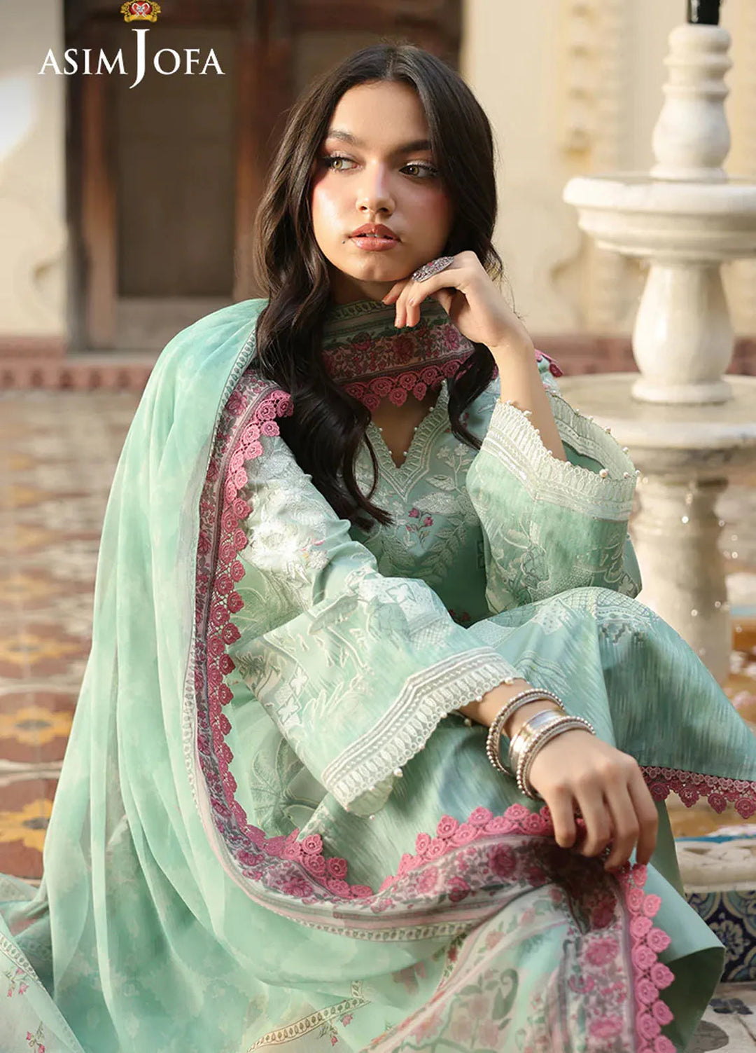 Asim Jofa Embroidered Lawn Suits Unstitched 2 Piece AJ25ES AJUBF-24 - Summer Collection