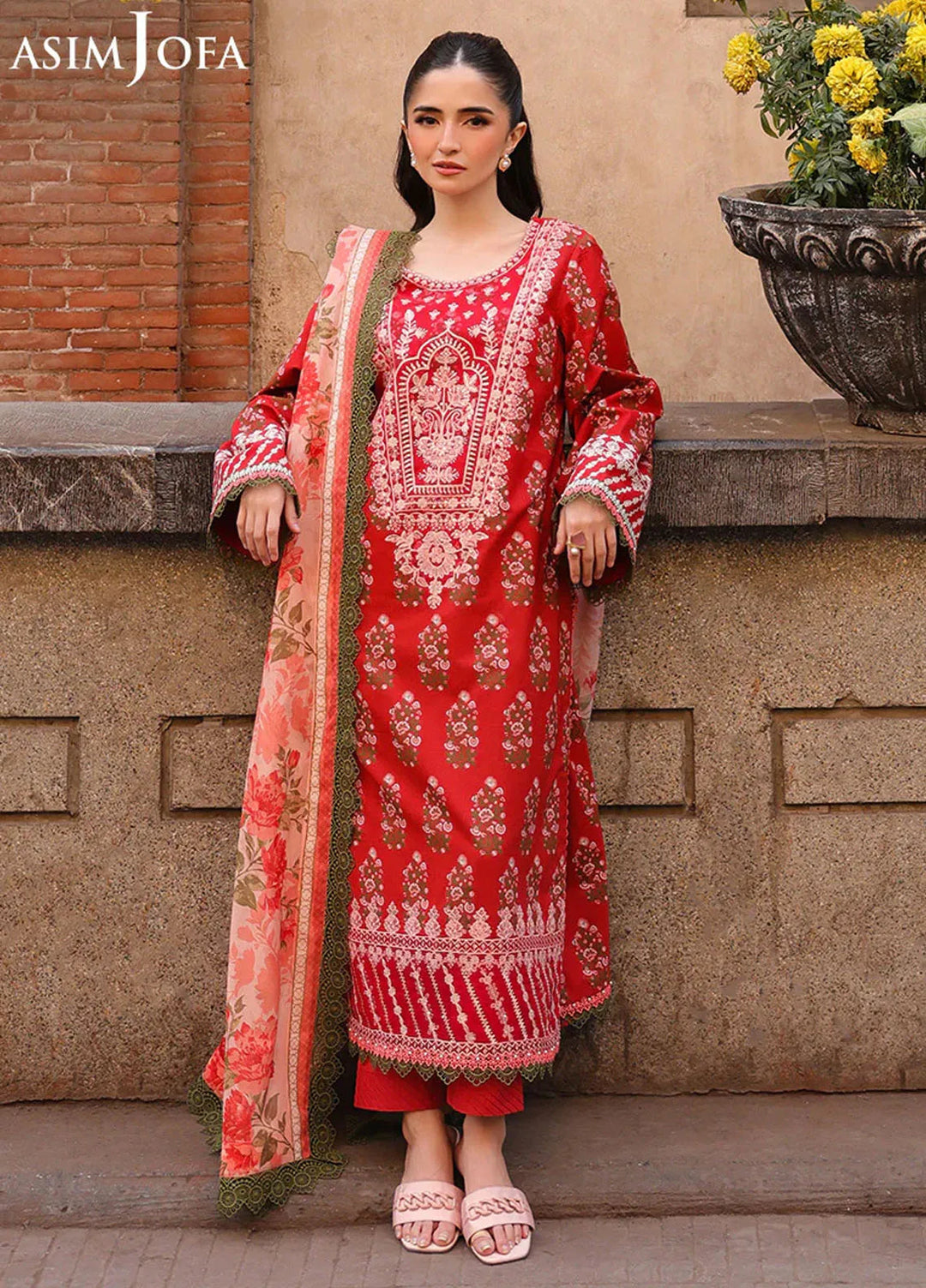 Asim Jofa Embroidered Lawn Suits Unstitched 2 Piece AJ25ES AJUBF-26 - Summer Collection