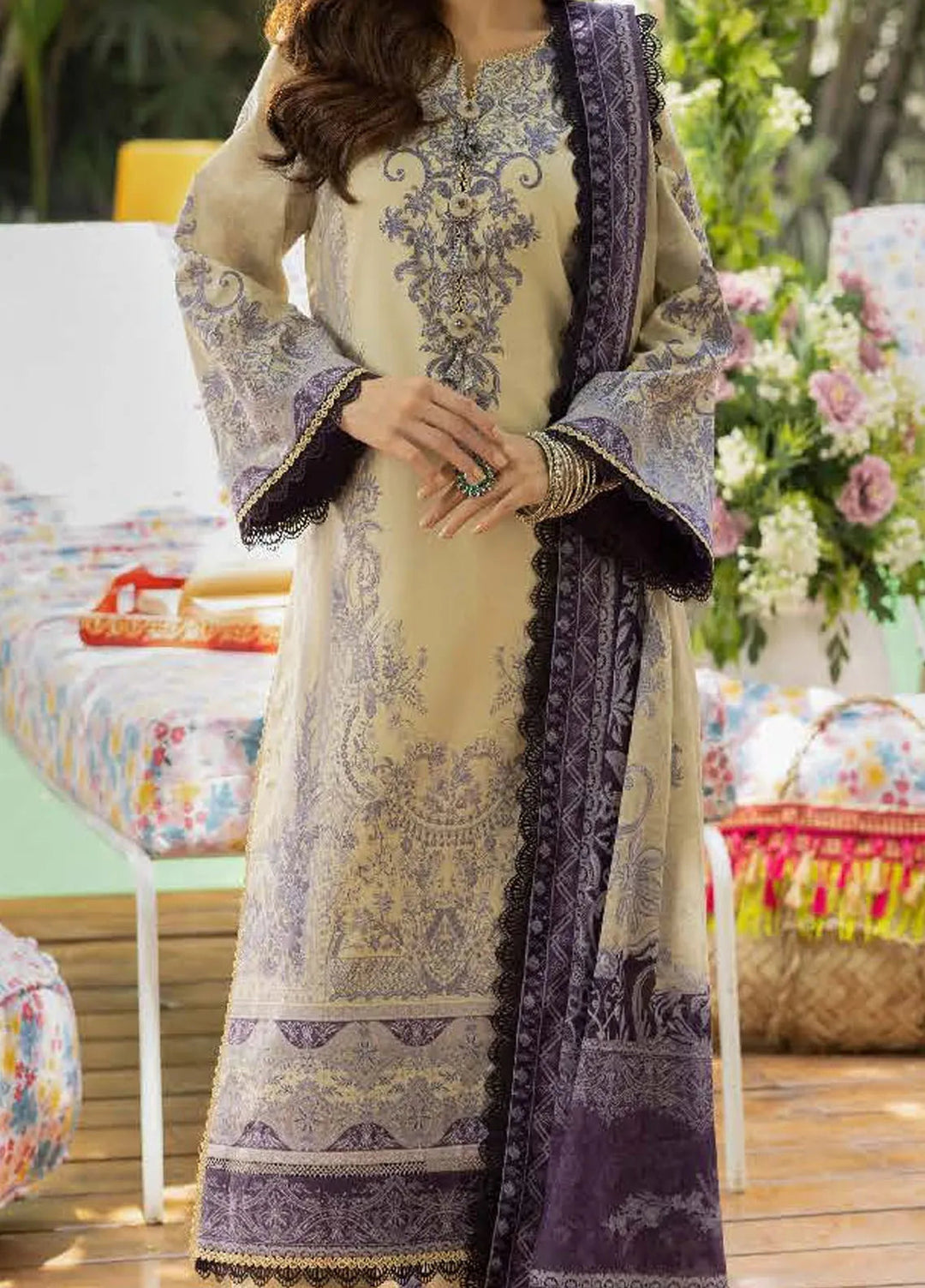 Asim Jofa Printed Lawn Suits Unstitched 3 Piece AJ24BP AJGB-08 - Summer Collection