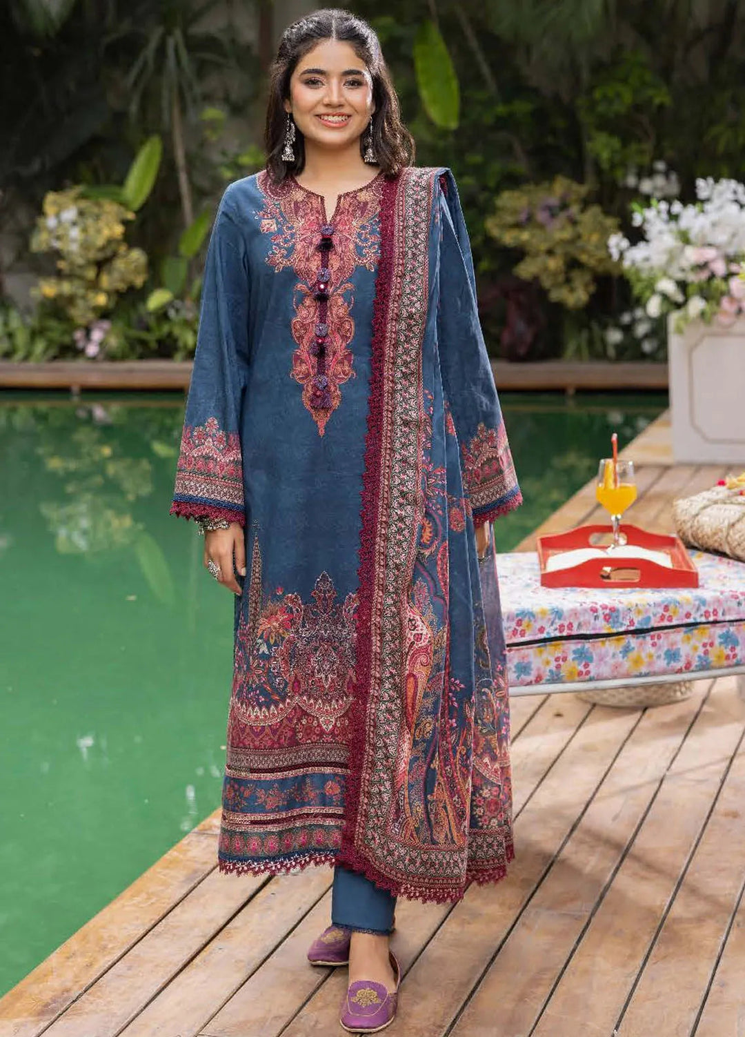 Asim Jofa Printed Lawn Suits Unstitched 3 Piece AJ24BP AJGB-09 - Summer Collection