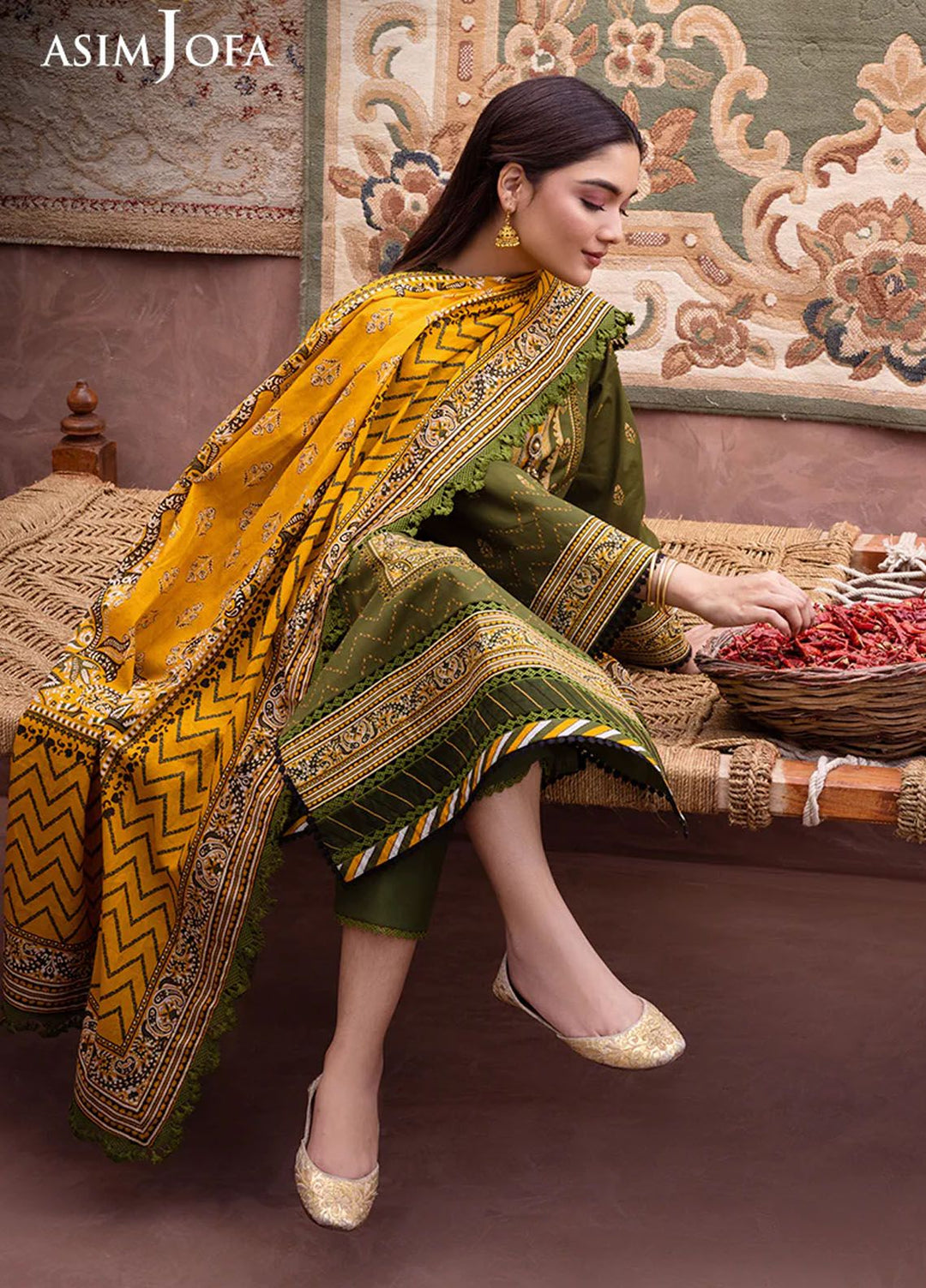 Asim Jofa Printed Lawn Suits Unstitched 3 Piece AJ24P AJUB-01 - Summer Collection