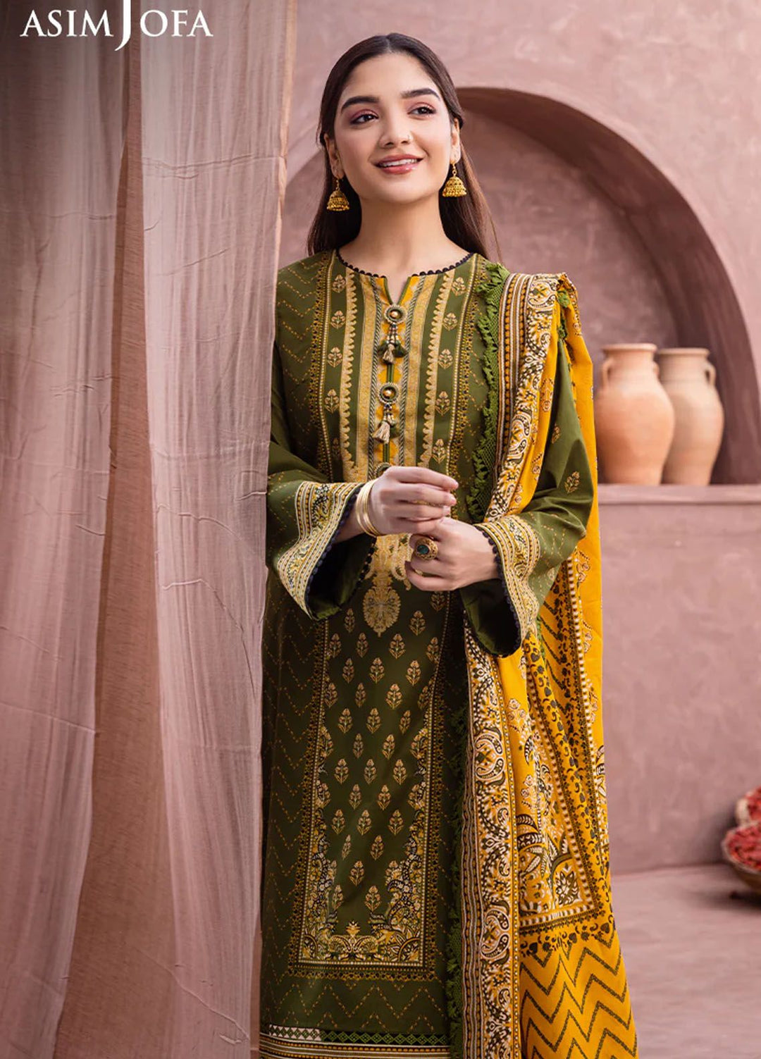 Asim Jofa Printed Lawn Suits Unstitched 3 Piece AJ24P AJUB-01 - Summer Collection