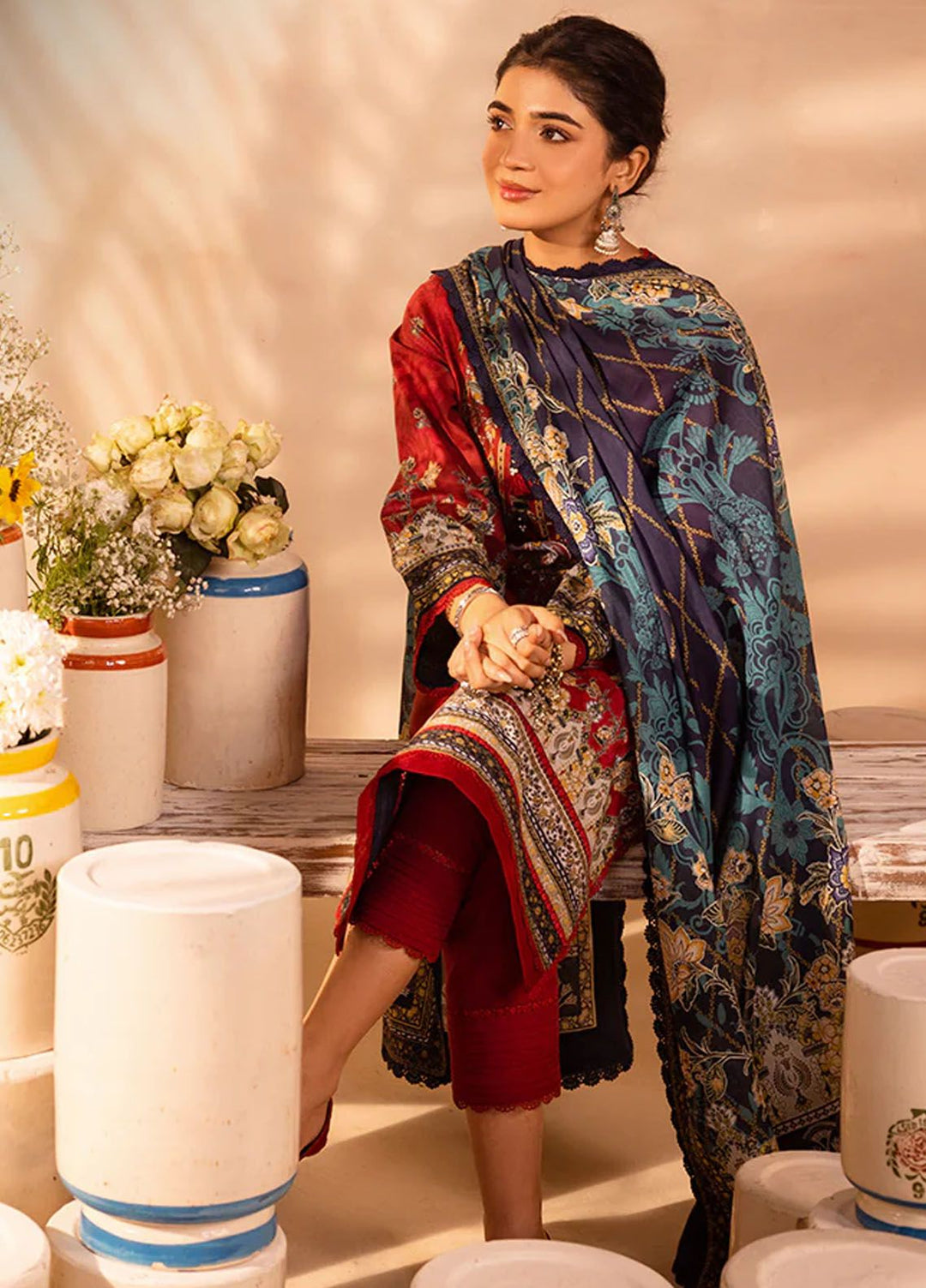 Asim Jofa Printed Lawn Suits Unstitched 3 Piece AJ24P AJUB-02 - Summer Collection