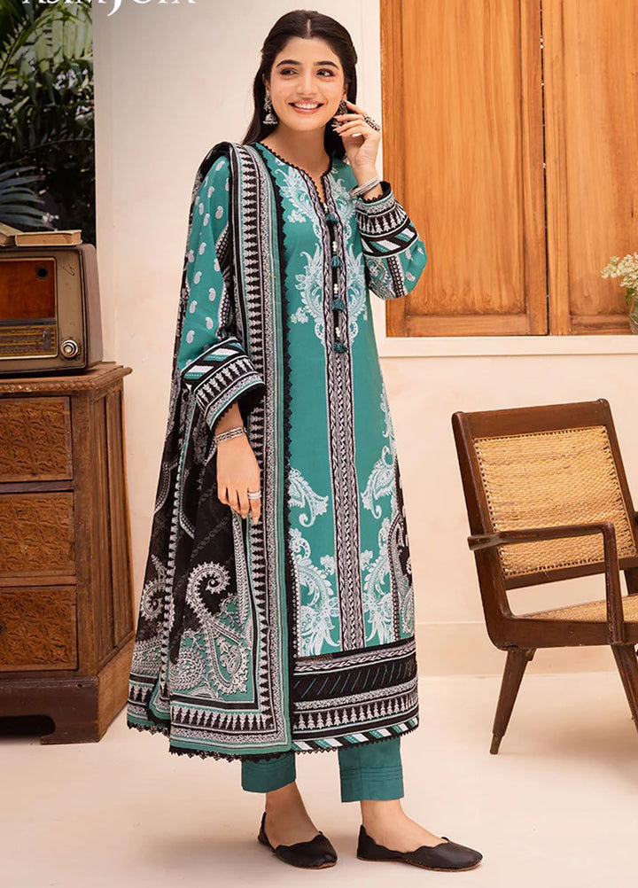Asim Jofa Printed Lawn Suits Unstitched 3 Piece AJ24P AJUB-03 - Summer Collection
