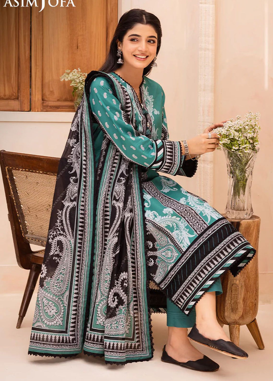 Asim Jofa Printed Lawn Suits Unstitched 3 Piece AJ24P AJUB-03 - Summer Collection