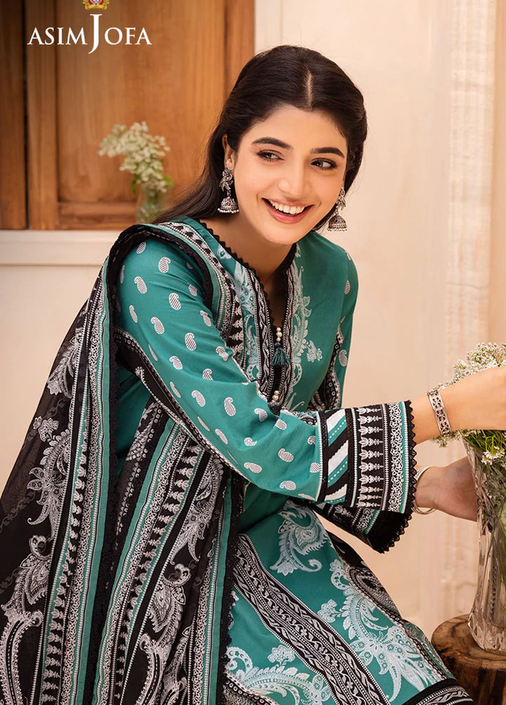 Asim Jofa Printed Lawn Suits Unstitched 3 Piece AJ24P AJUB-03 - Summer Collection