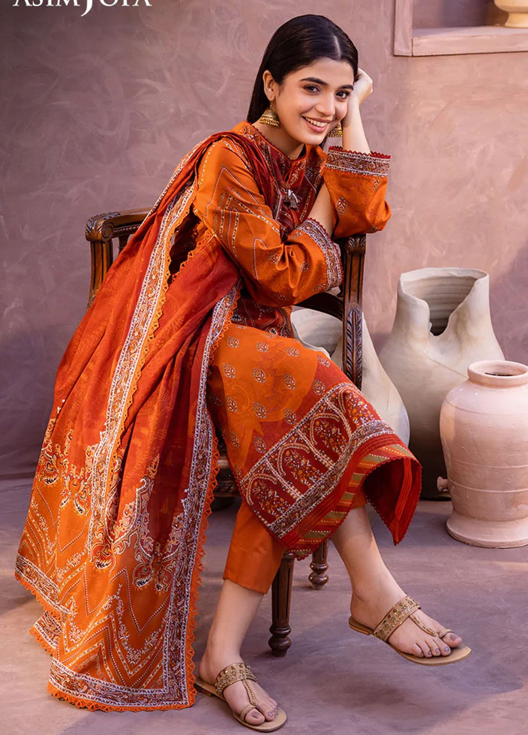 Asim Jofa Printed Lawn Suits Unstitched 3 Piece AJ24P AJUB-07 - Summer Collection
