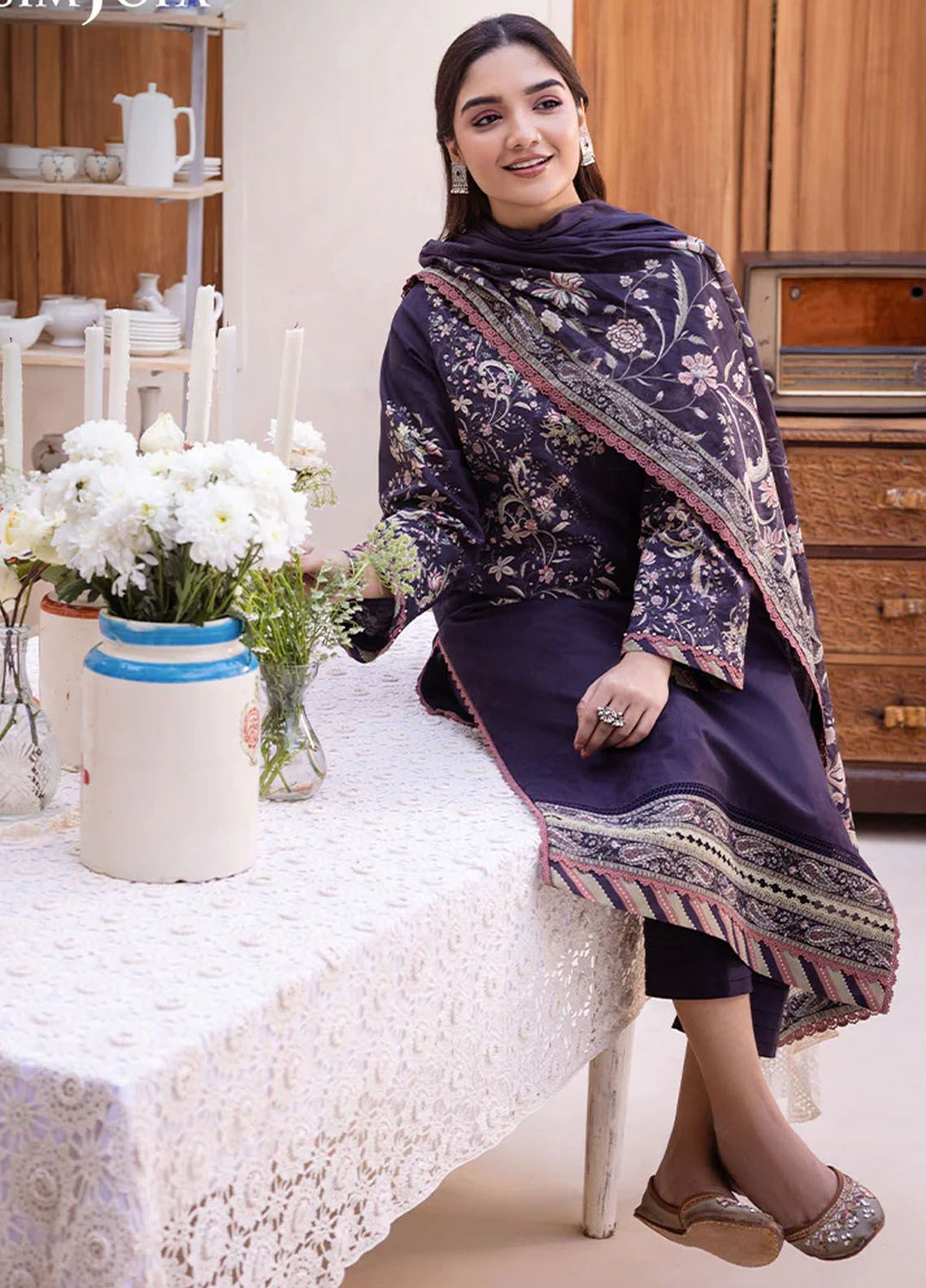 Asim Jofa Printed Lawn Suits Unstitched 3 Piece AJ24P AJUB-08 - Summer Collection
