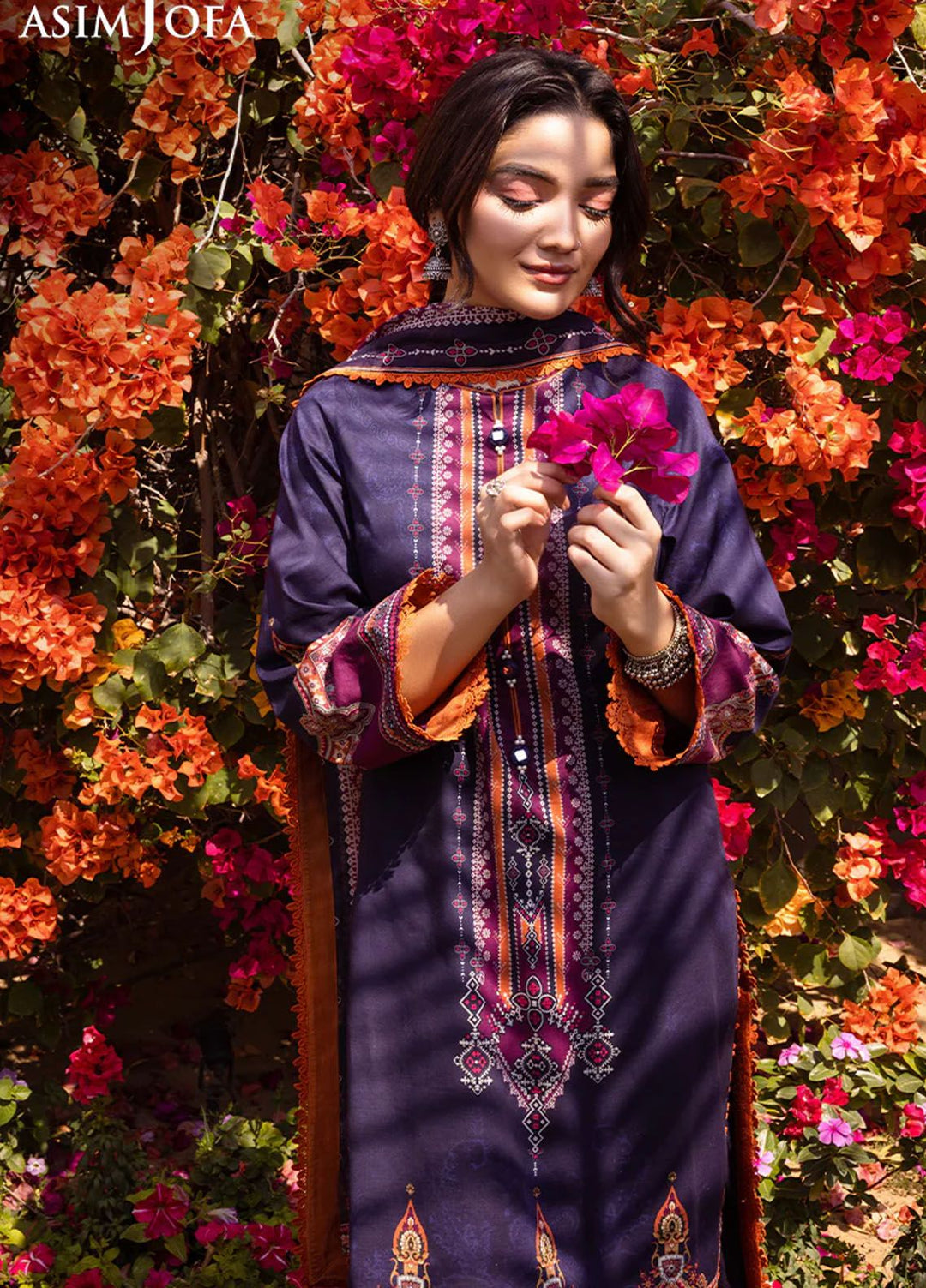 Asim Jofa Printed Lawn Suits Unstitched 3 Piece AJ24P AJUB-09 - Summer Collection