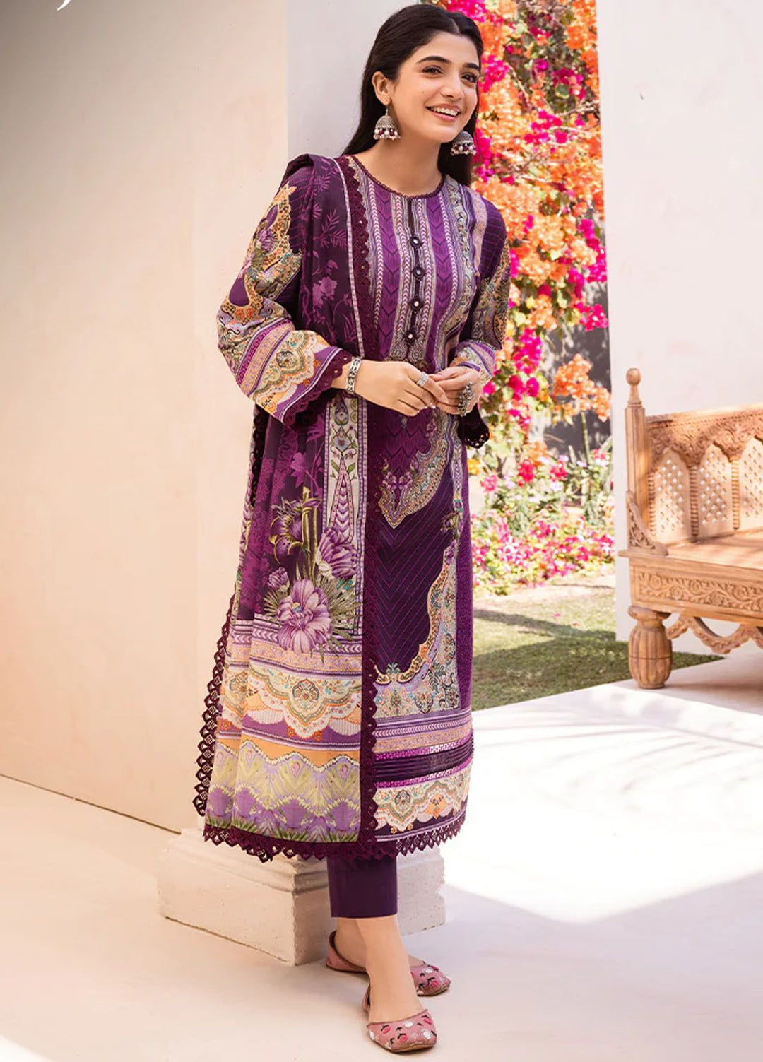 Asim Jofa Printed Lawn Suits Unstitched 3 Piece AJ24P AJUB-10 - Summer Collection