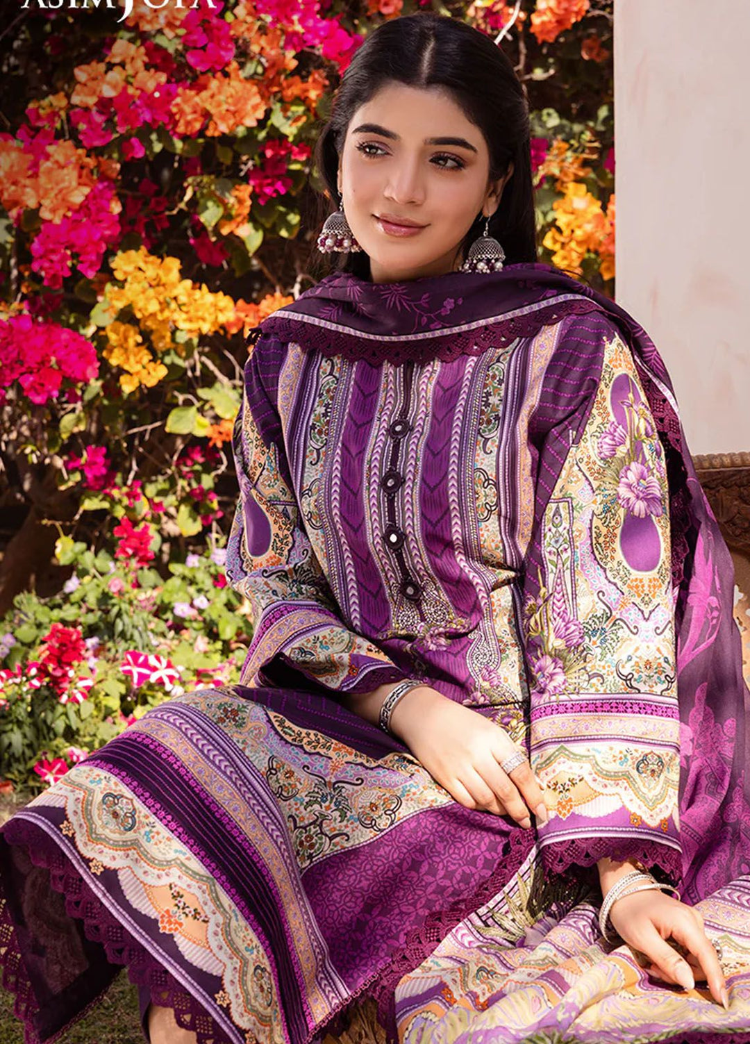 Asim Jofa Printed Lawn Suits Unstitched 3 Piece AJ24P AJUB-10 - Summer Collection