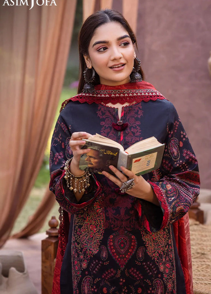Asim Jofa Printed Lawn Suits Unstitched 3 Piece AJ24P AJUB-12 - Summer Collection
