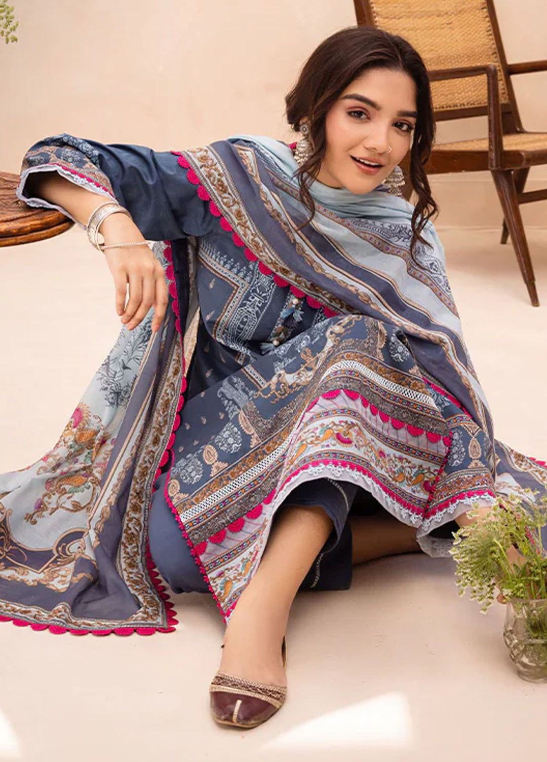 Asim Jofa Printed Lawn Suits Unstitched 3 Piece AJ24P AJUB-14 - Summer Collection