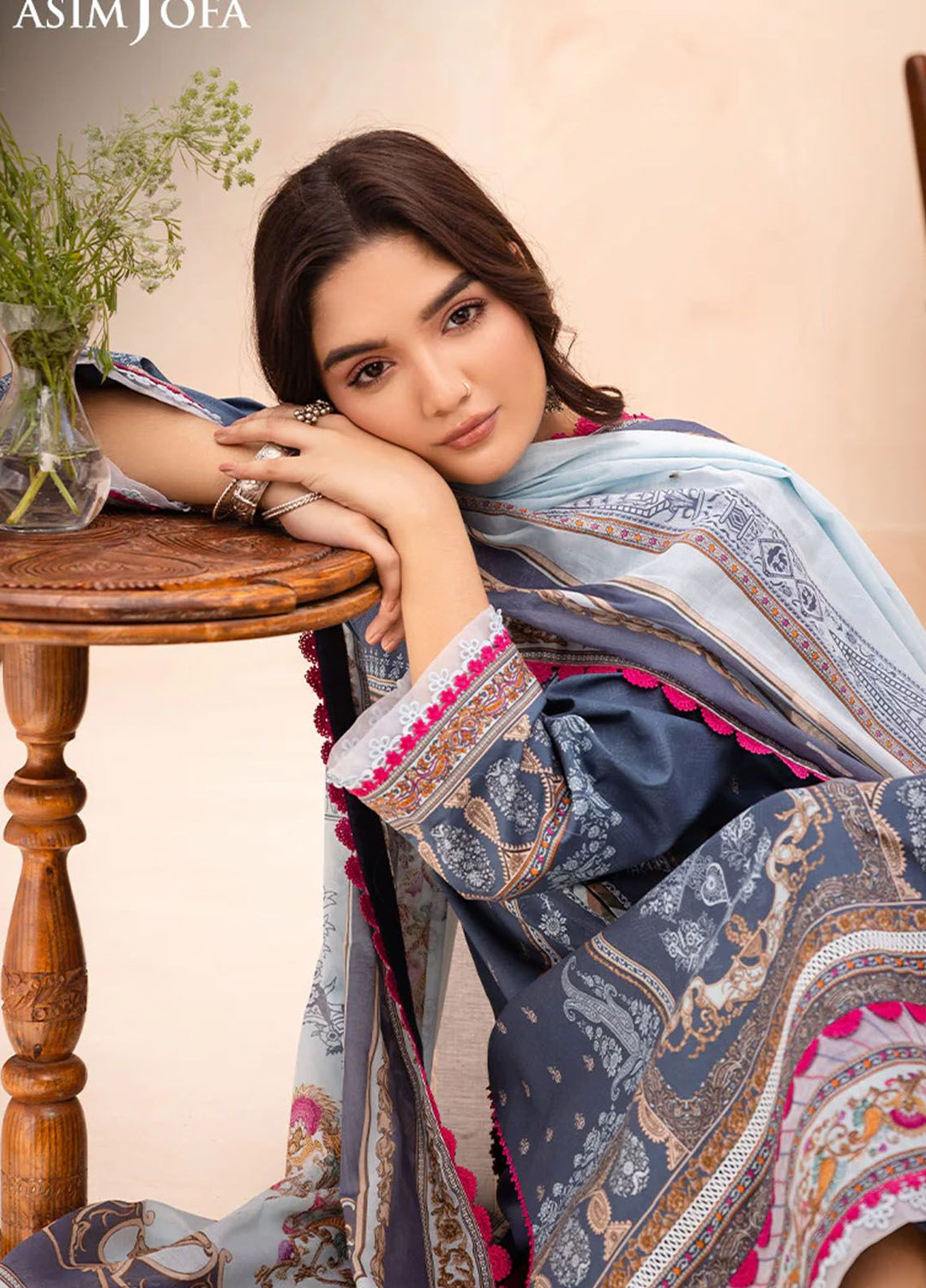Asim Jofa Printed Lawn Suits Unstitched 3 Piece AJ24P AJUB-14 - Summer Collection