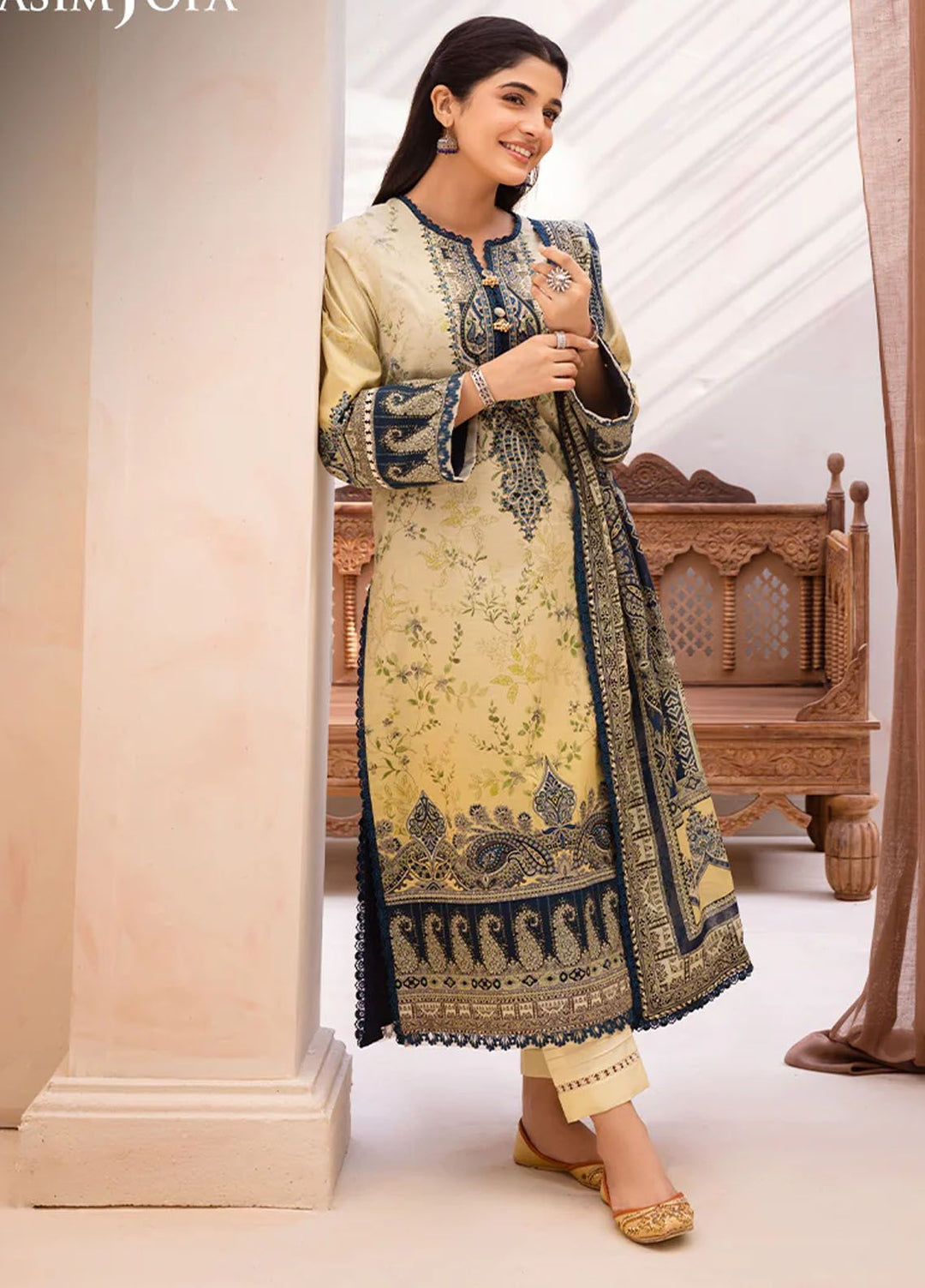 Asim Jofa Printed Lawn Suits Unstitched 3 Piece AJ24P AJUB-15 - Summer Collection