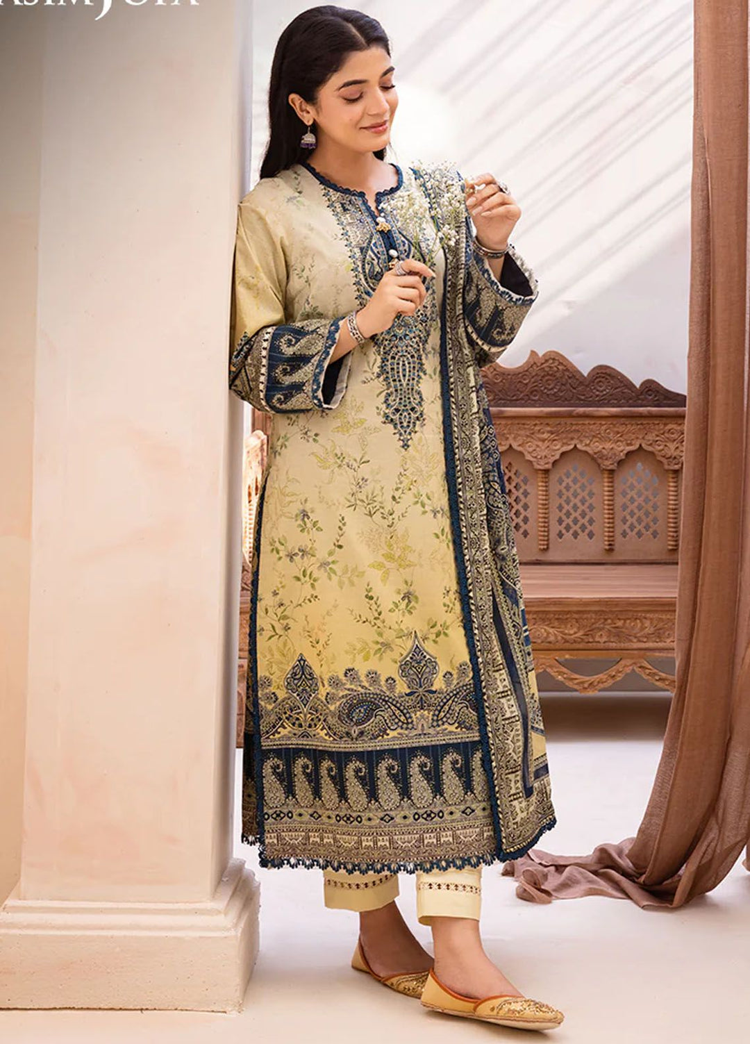 Asim Jofa Printed Lawn Suits Unstitched 3 Piece AJ24P AJUB-15 - Summer Collection