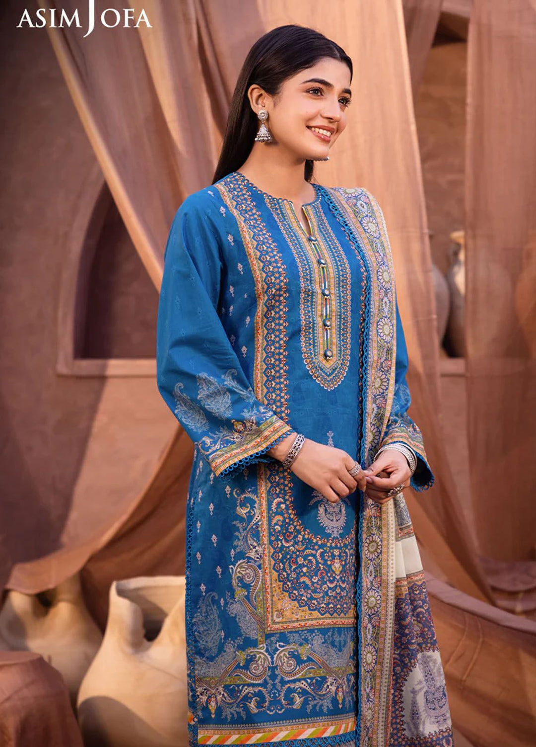 Asim Jofa Printed Lawn Suits Unstitched 3 Piece AJ24P AJUB-16 - Summer Collection