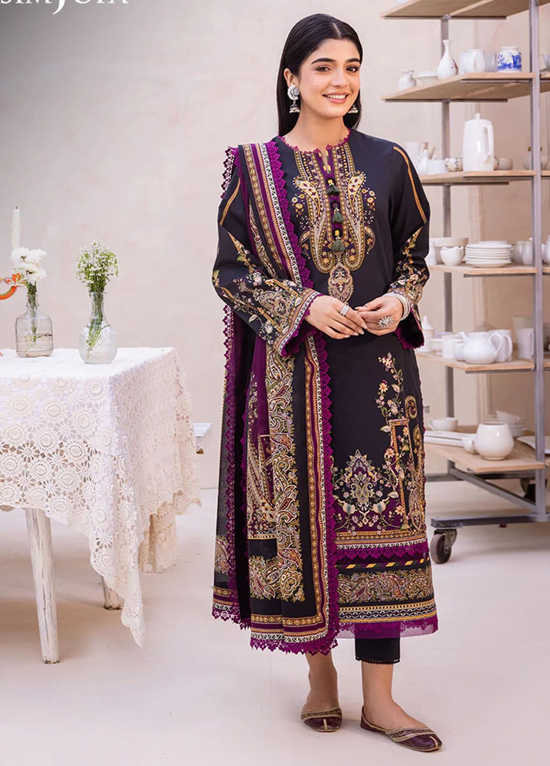 Asim Jofa Printed Lawn Suits Unstitched 3 Piece AJ24P AJUB-17 - Summer Collection
