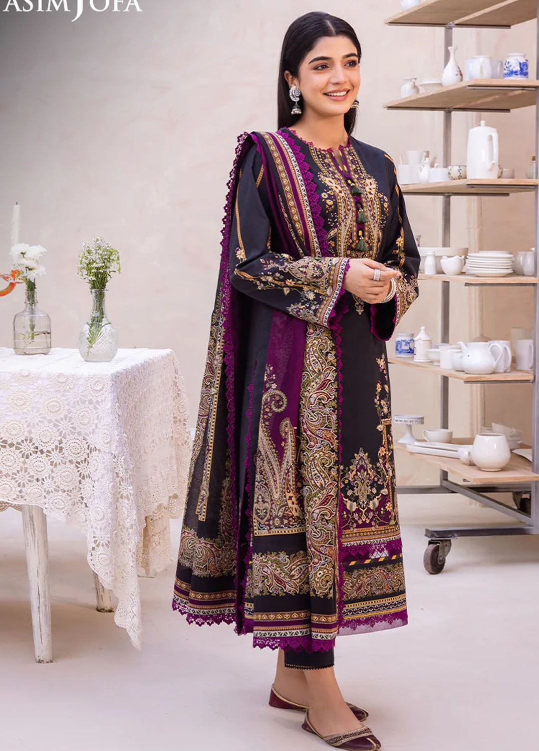 Asim Jofa Printed Lawn Suits Unstitched 3 Piece AJ24P AJUB-17 - Summer Collection