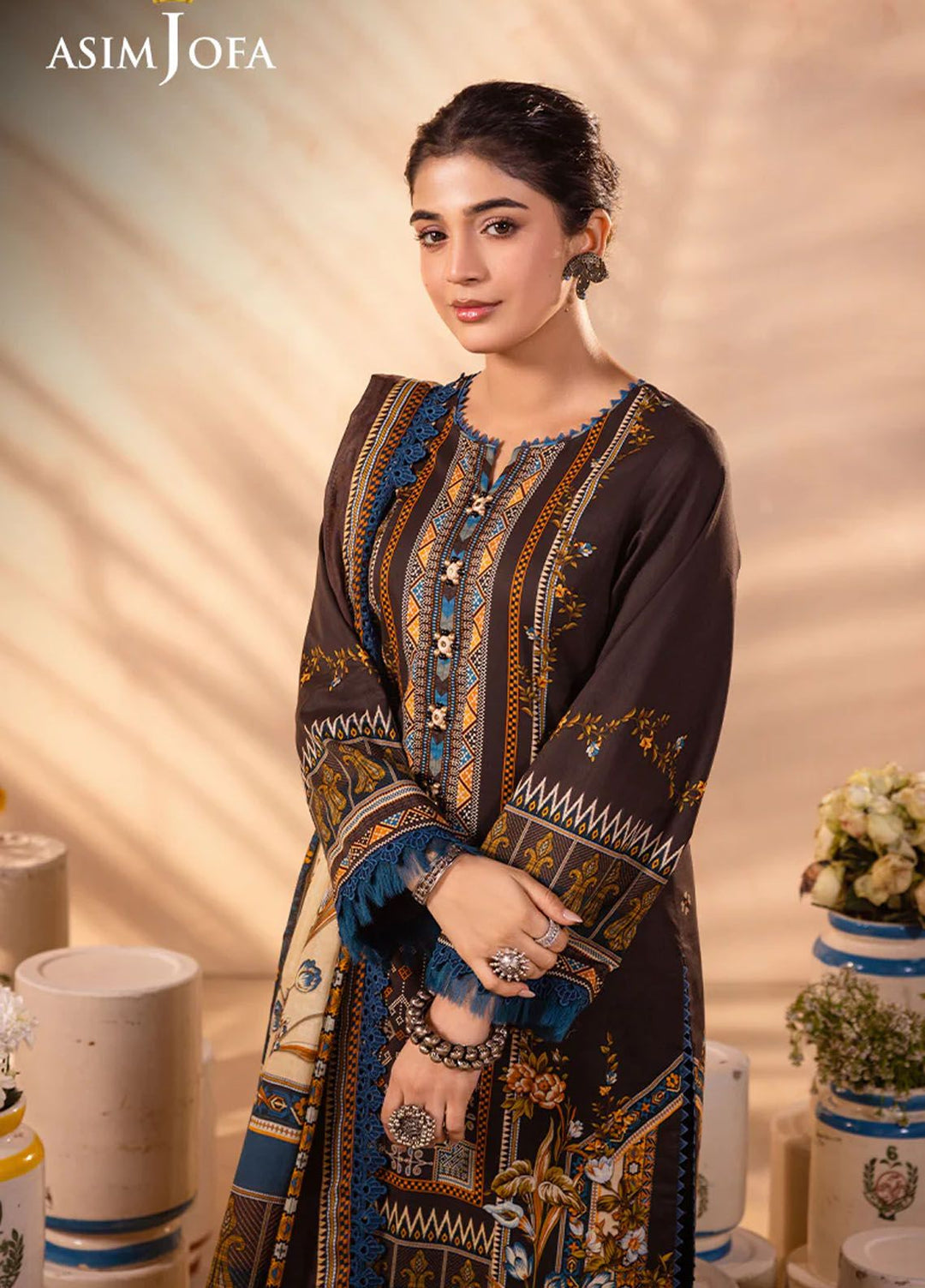 Asim Jofa Printed Lawn Suits Unstitched 3 Piece AJ24P AJUB-18 - Summer Collection