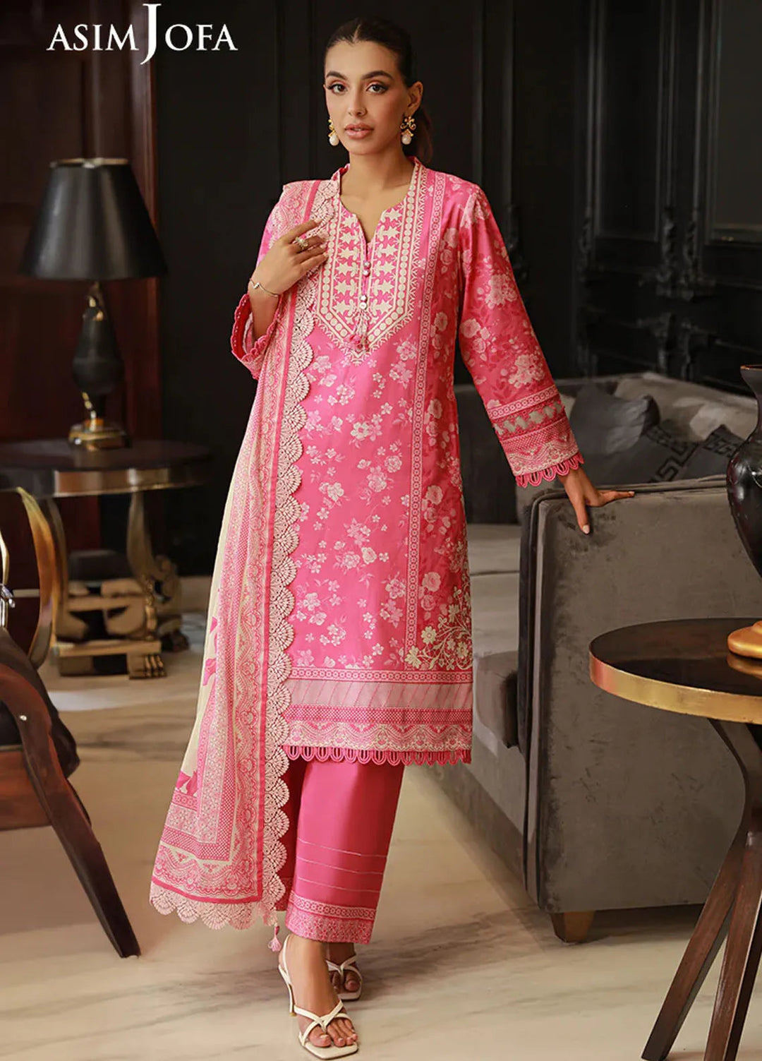 Asim Jofa Printed Lawn Suits Unstitched 3 Piece AJ24PU AJUN-06 - Summer Collection