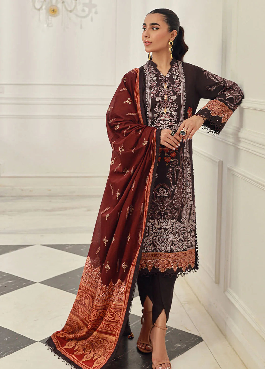 Asim Jofa Printed Lawn Suits Unstitched 3 Piece AJ24PU AJUN-08 - Summer Collection