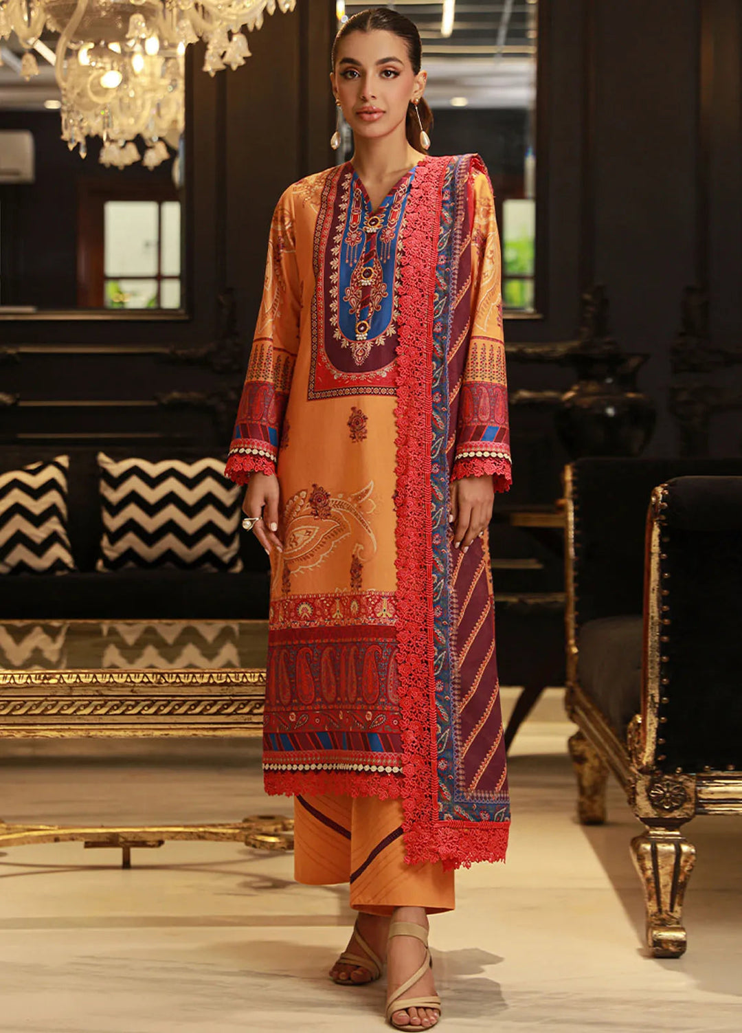 Asim Jofa Printed Lawn Suits Unstitched 3 Piece AJ24PU AJUN-09 - Summer Collection