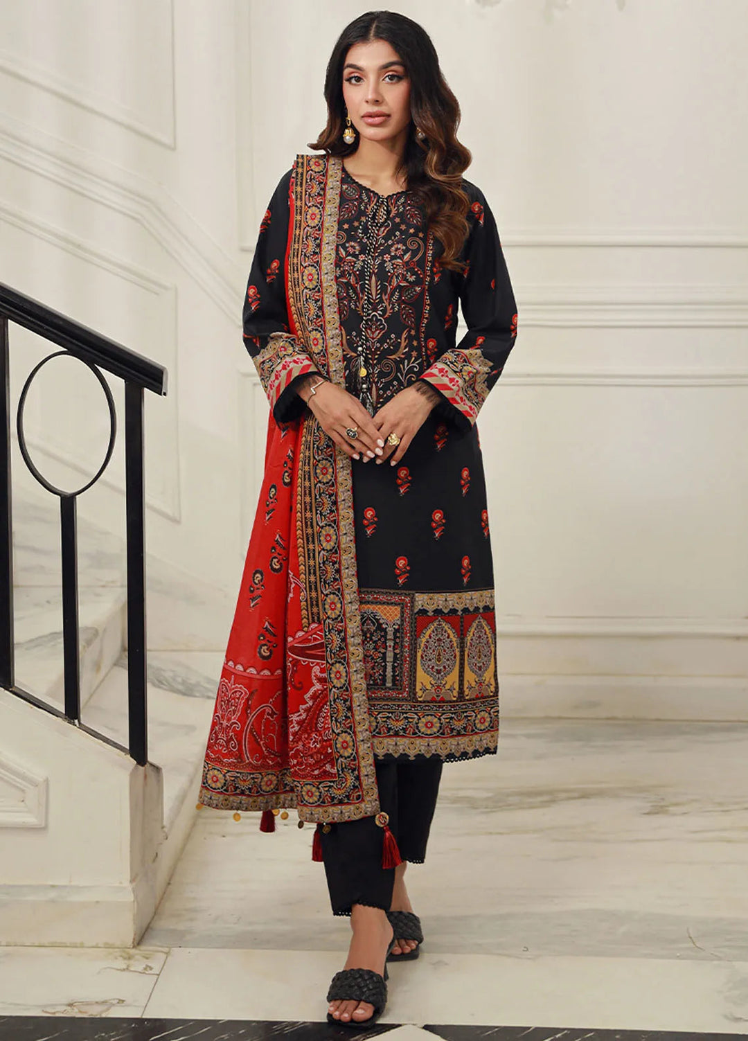 Asim Jofa Printed Lawn Suits Unstitched 3 Piece AJ24PU AJUN-12 - Summer Collection