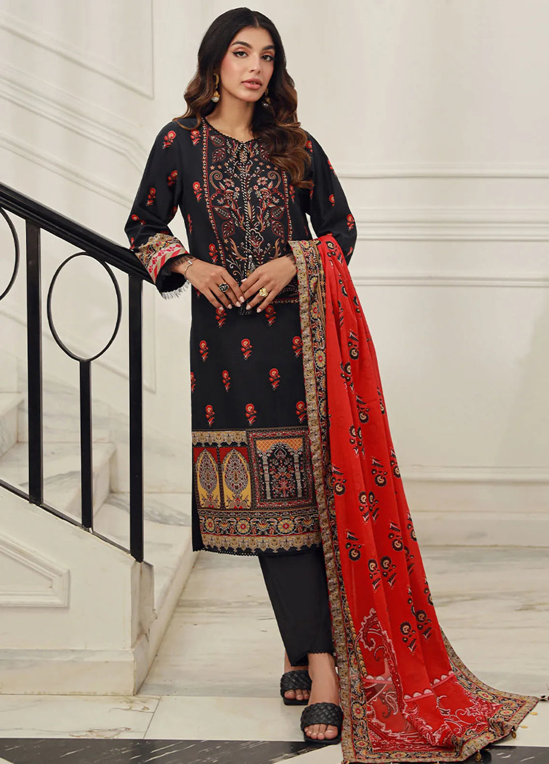 Asim Jofa Printed Lawn Suits Unstitched 3 Piece AJ24PU AJUN-12 - Summer Collection