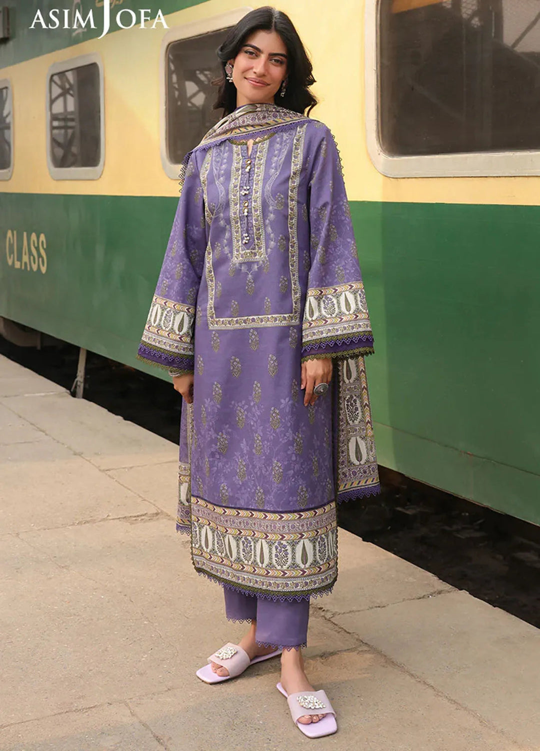 Asim Jofa Printed Lawn Suits Unstitched 3 Piece AJ25EE AJUBF-63 - Summer Collection