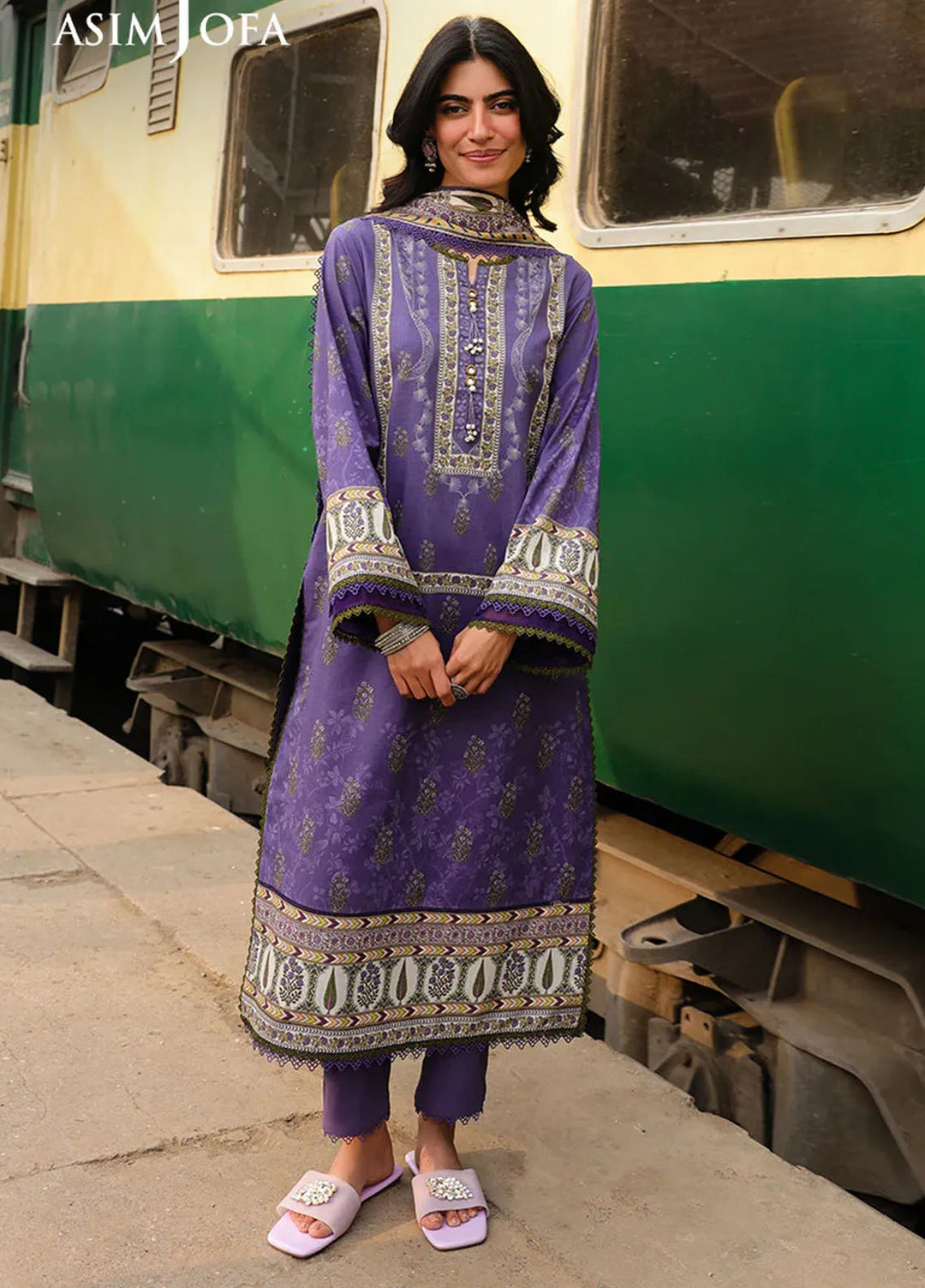 Asim Jofa Printed Lawn Suits Unstitched 3 Piece AJ25EE AJUBF-63 - Summer Collection